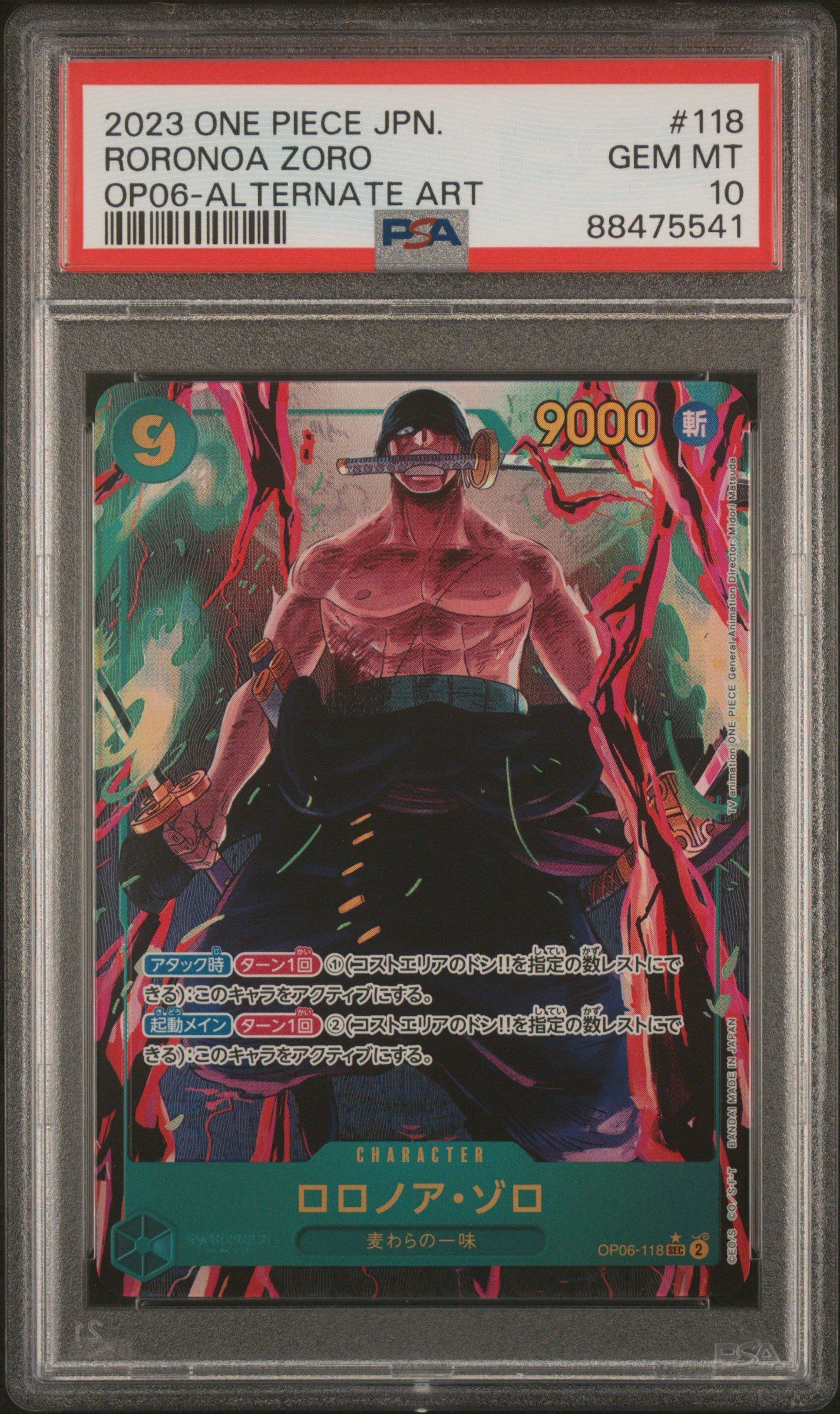 2023 One Piece Japanese Wings Of The Captain 118 Roronoa Zoro Alternate Art PSA 10