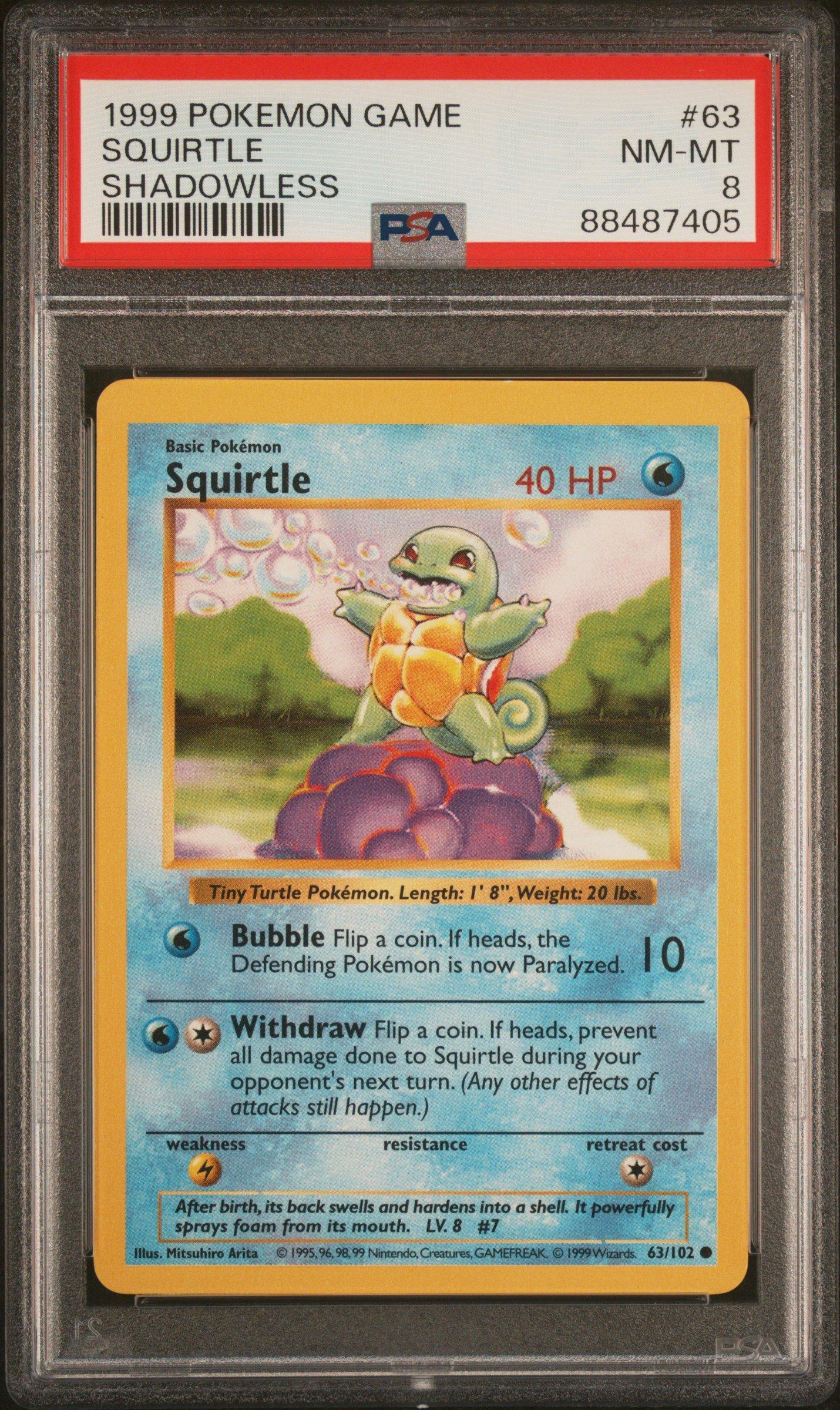 1999 Pokemon Game 63 Squirtle Shadowless PSA 8 Graded Card | GameStop