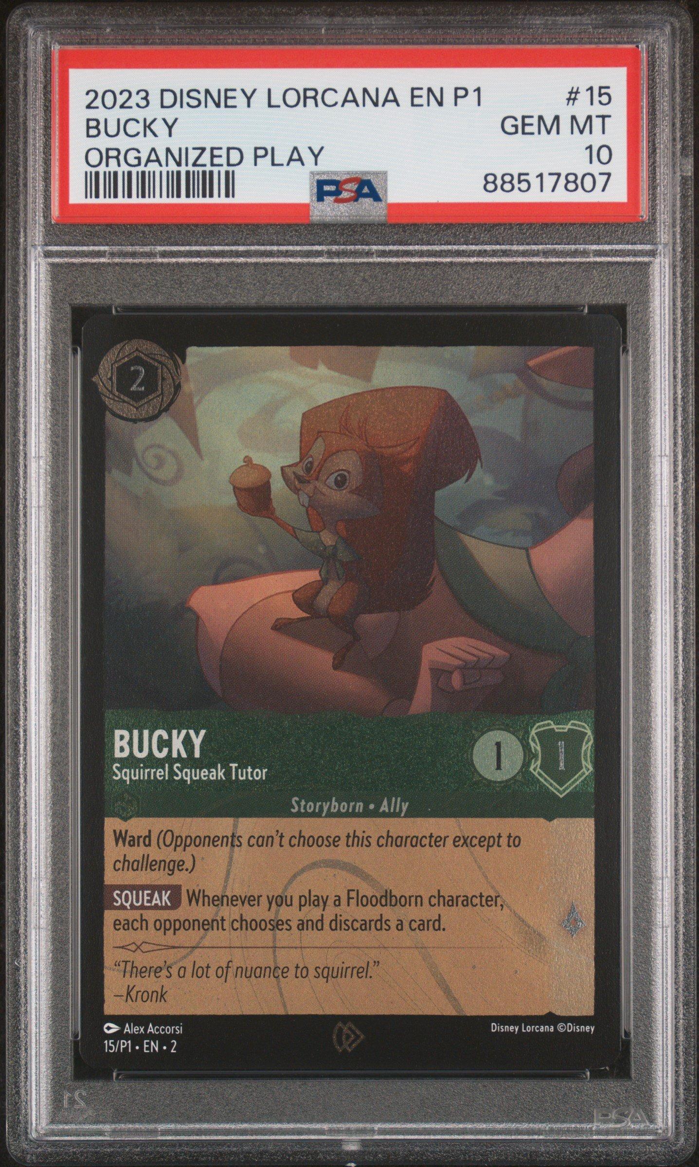 2023 Disney Lorcana En P1-promo 15 Bucky - Squirrel Squeak Tutor Organized  Play PSA 10 Graded Card | GameStop