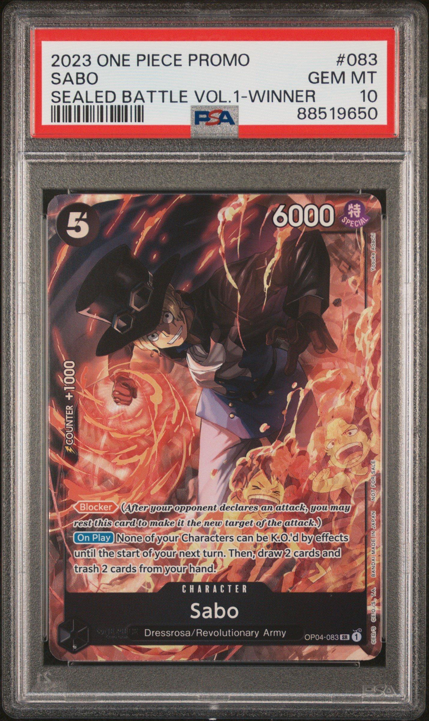 2023 One Piece Promos 083 Sabo Sealed Battle Vol.1-winner PSA 10