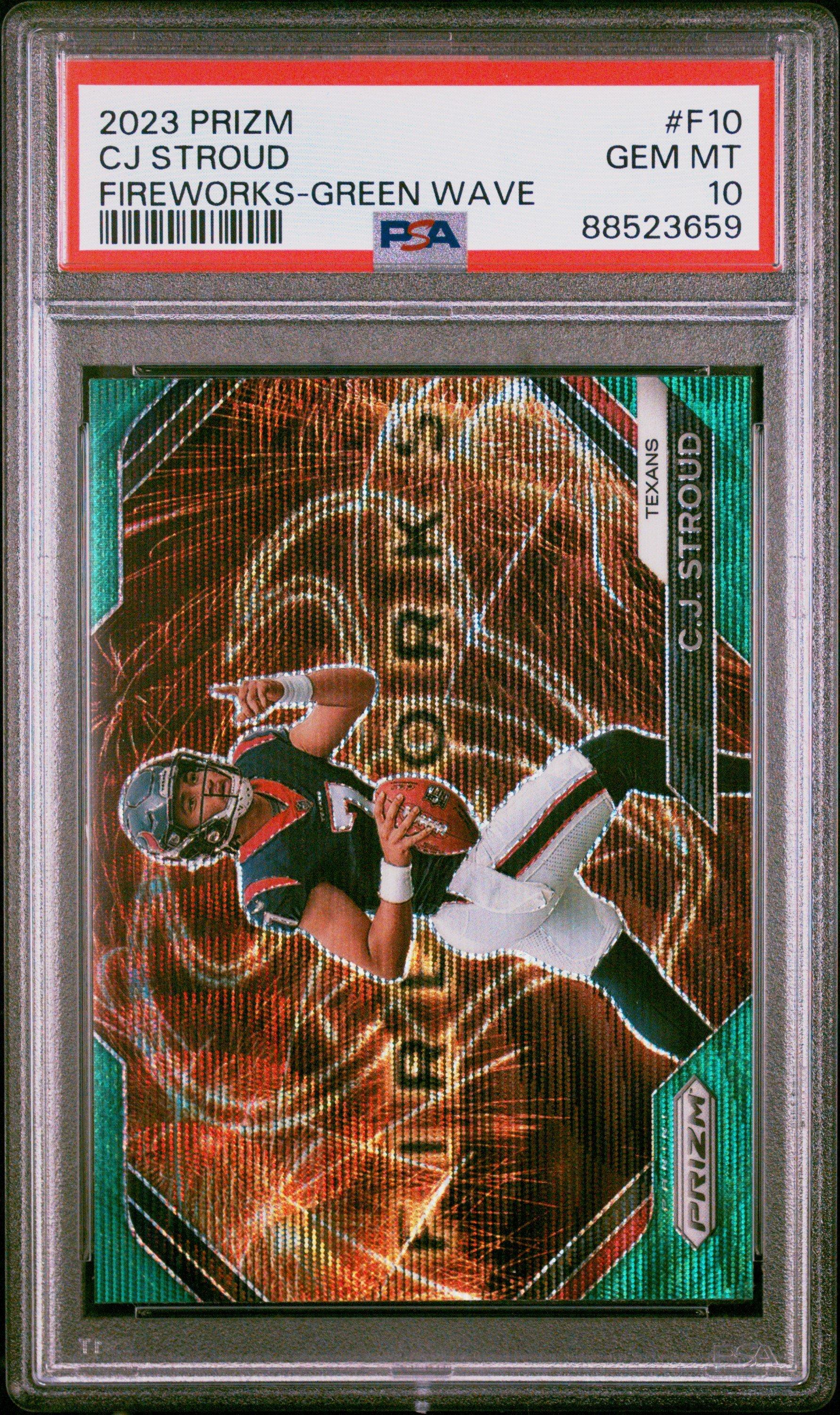 2023 Panini Prizm Fireworks F10 Cj Stroud Green Wave PSA 10 Graded