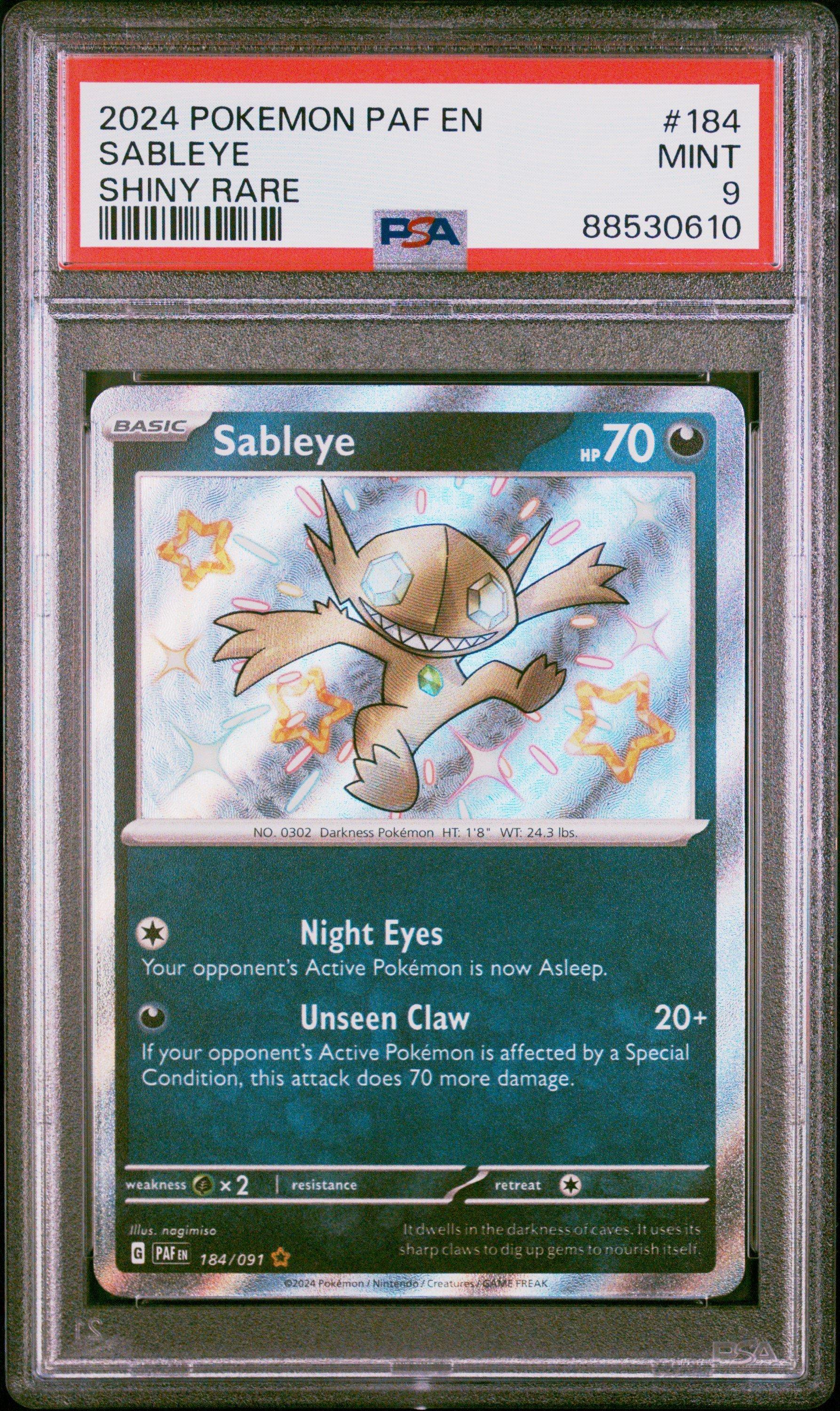 2024 Pokemon Paf En-paldean Fates 184 Sableye Shiny Rare PSA