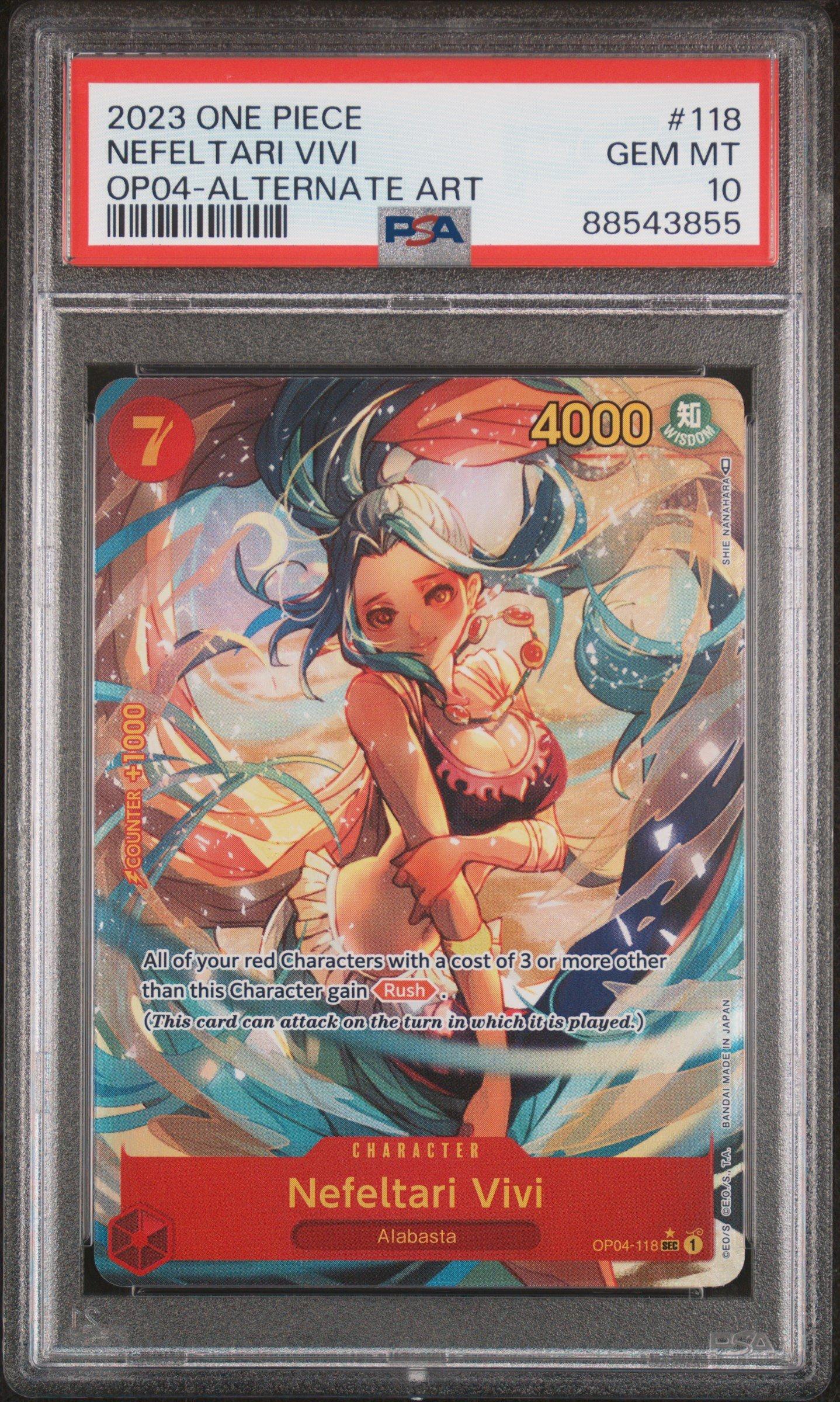 2023 One Piece Op04-kingdoms Of Intrigue Nefeltari Vivi Alternate Art PSA 10