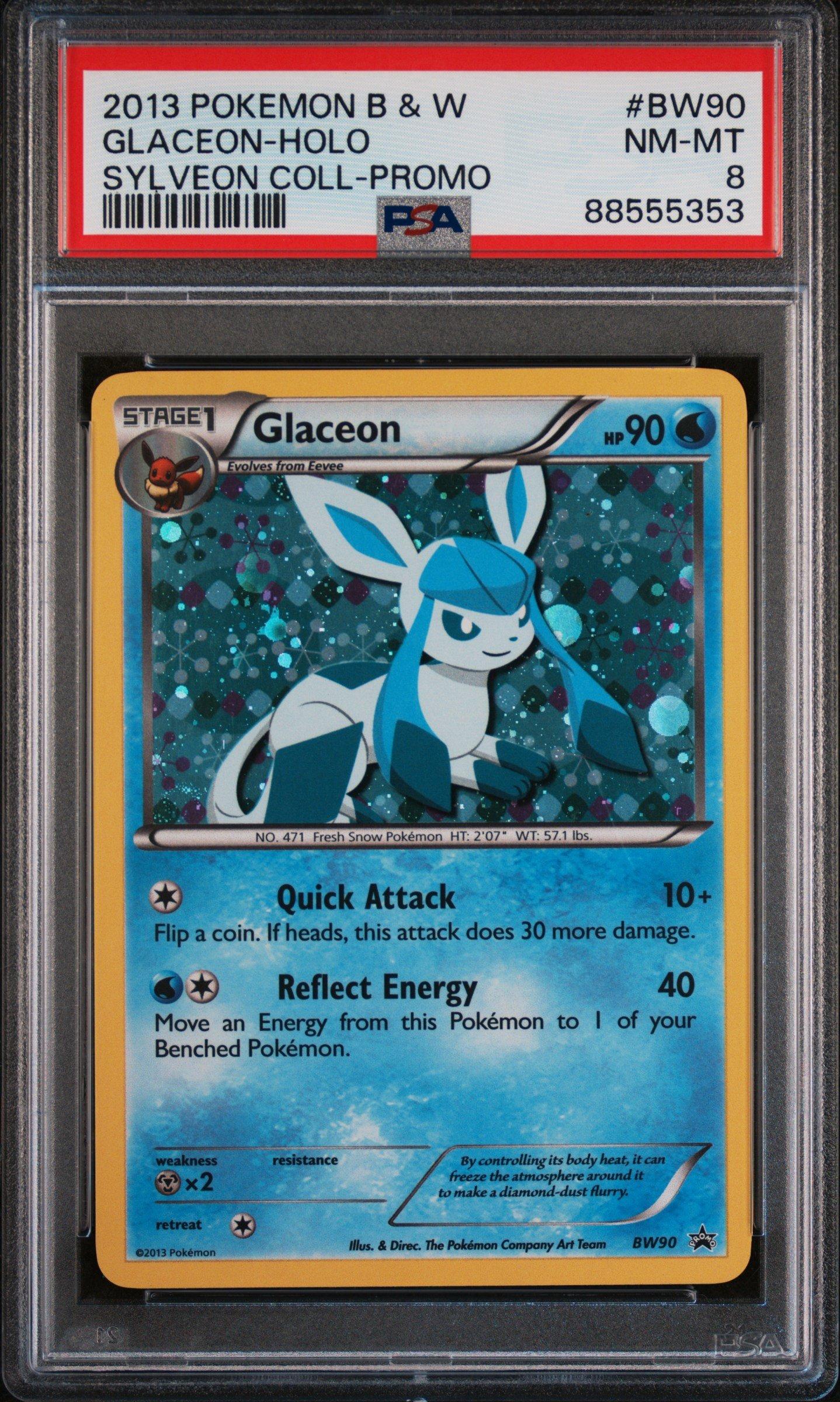 2013 Pokemon Black & White Promo Bw90 Glaceon-holo Sylveon Collection PSA 8