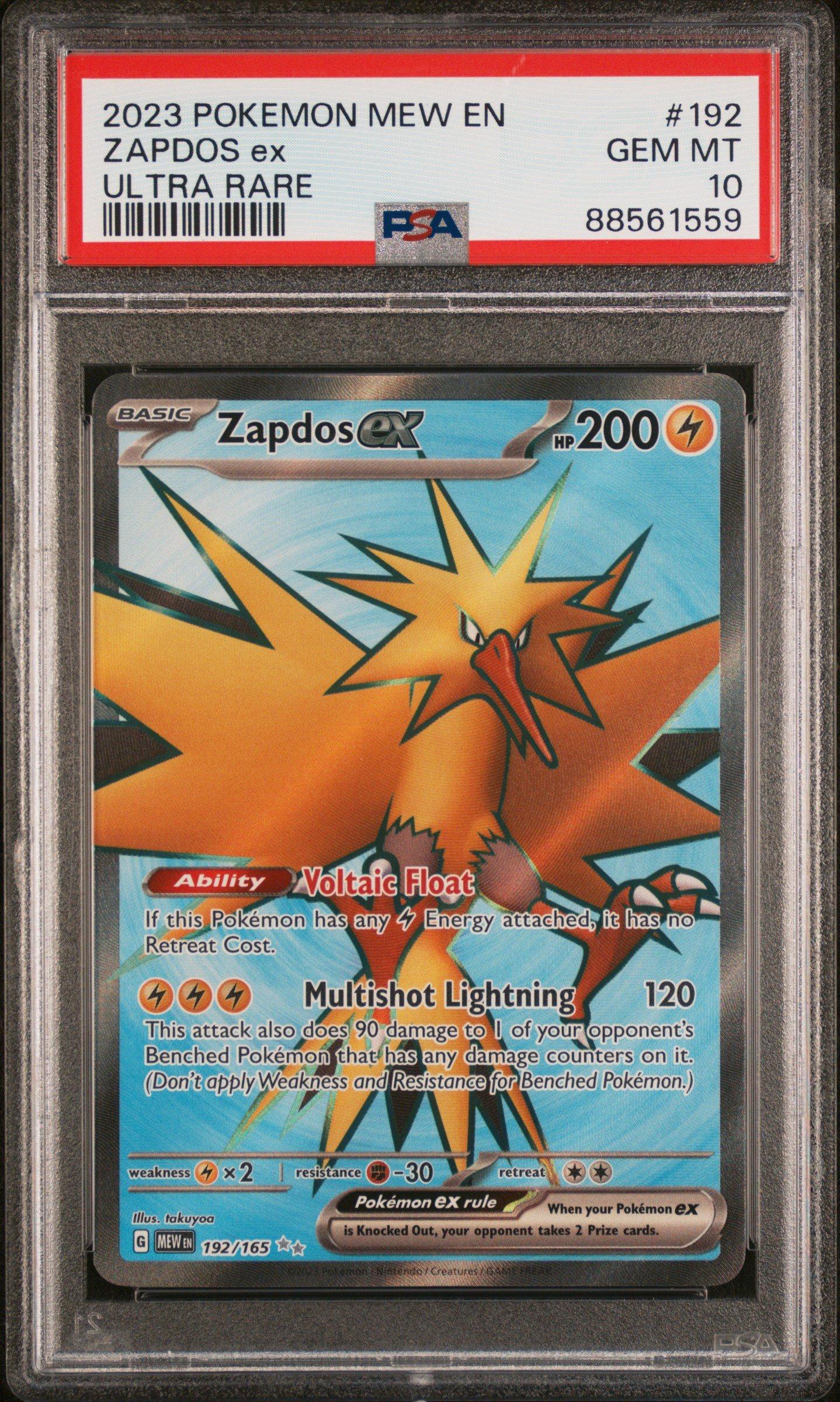 2023 Pokemon Mew En-151 192 Zapdos Ex Ultra Rare PSA 10
