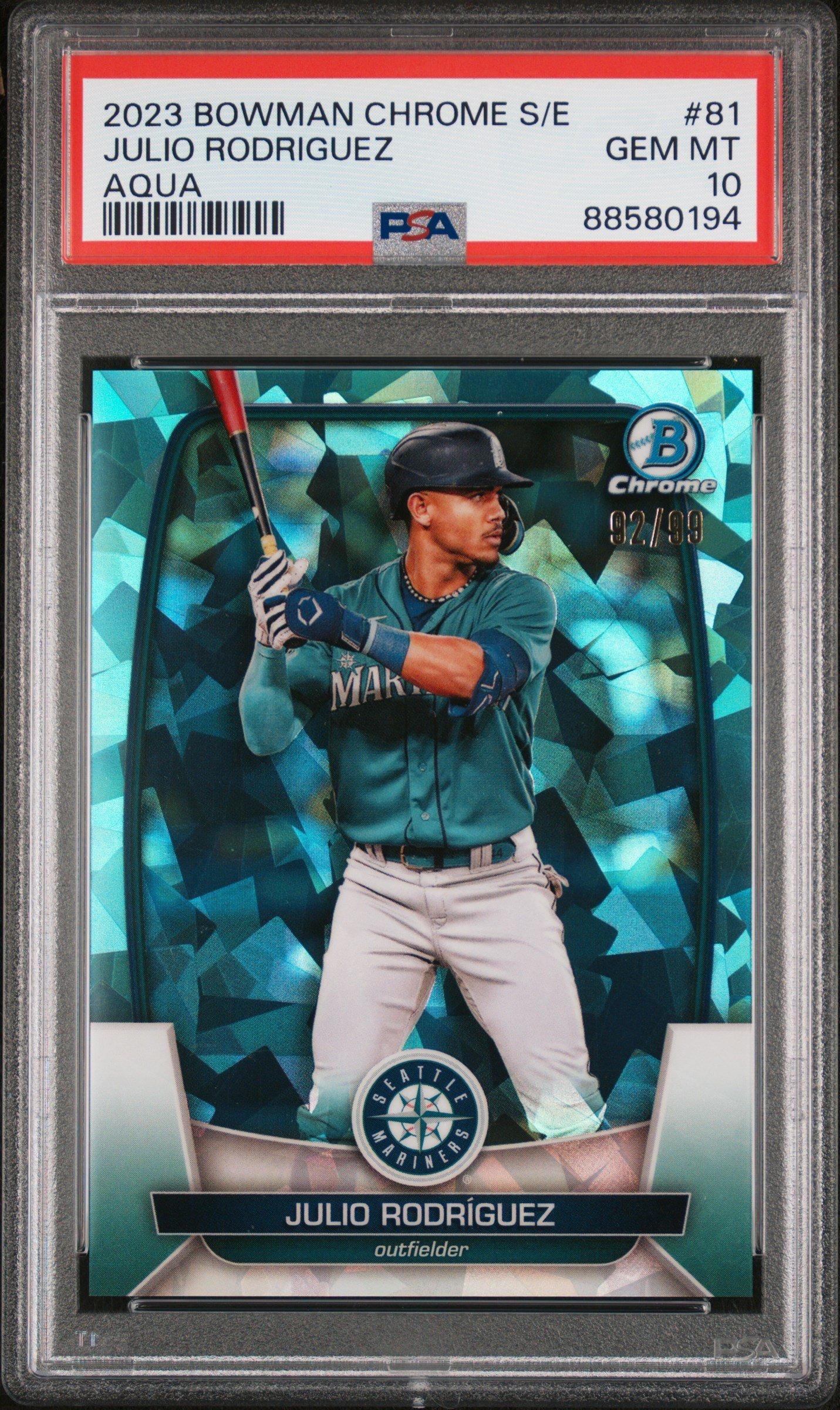 2023 Bowman Chrome Sapphire Edition 81 Julio Rodriguez Aqua PSA 10