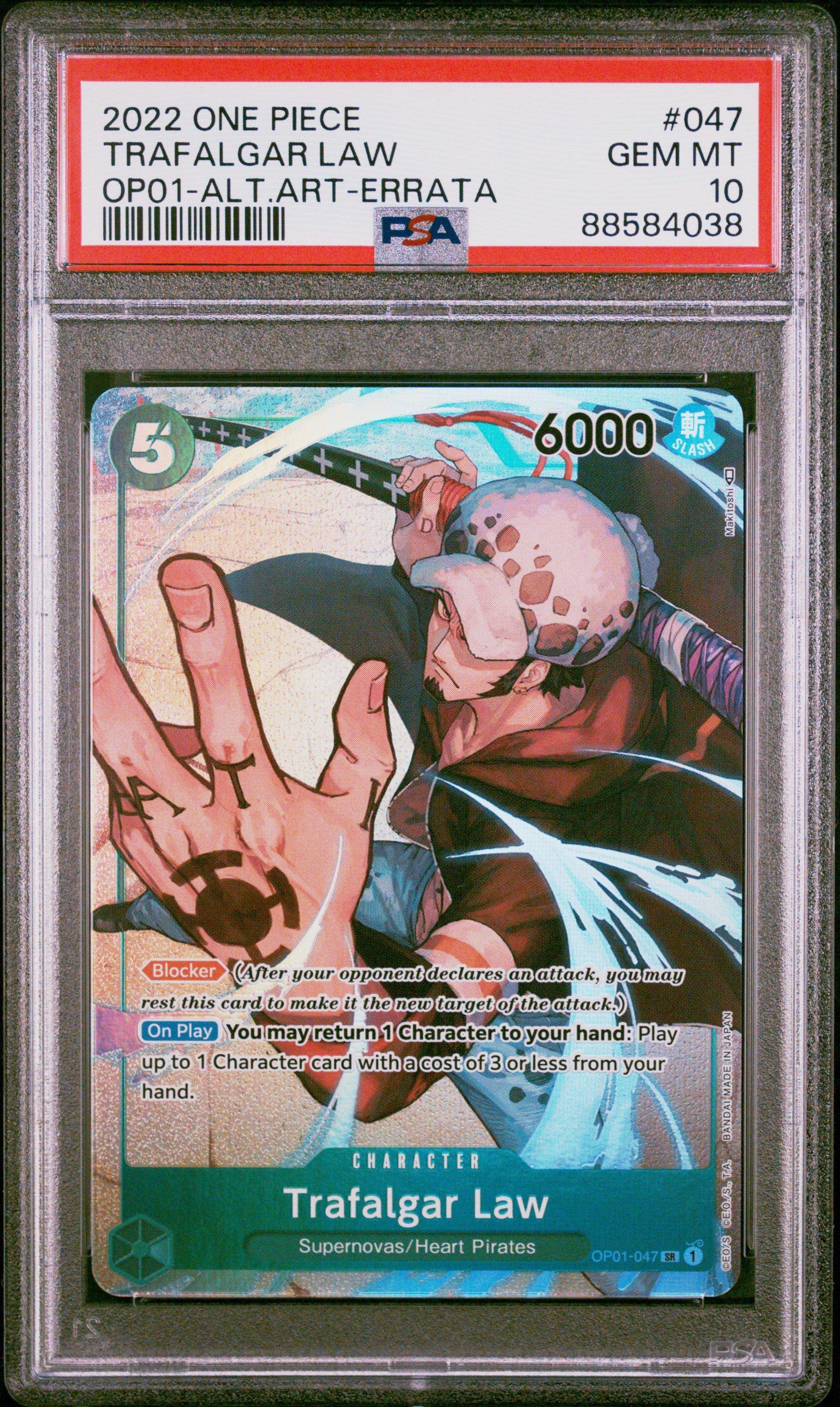 2022 One Piece Romance Dawn 047 Trafalgar Law Alternate Art-errata PSA 10