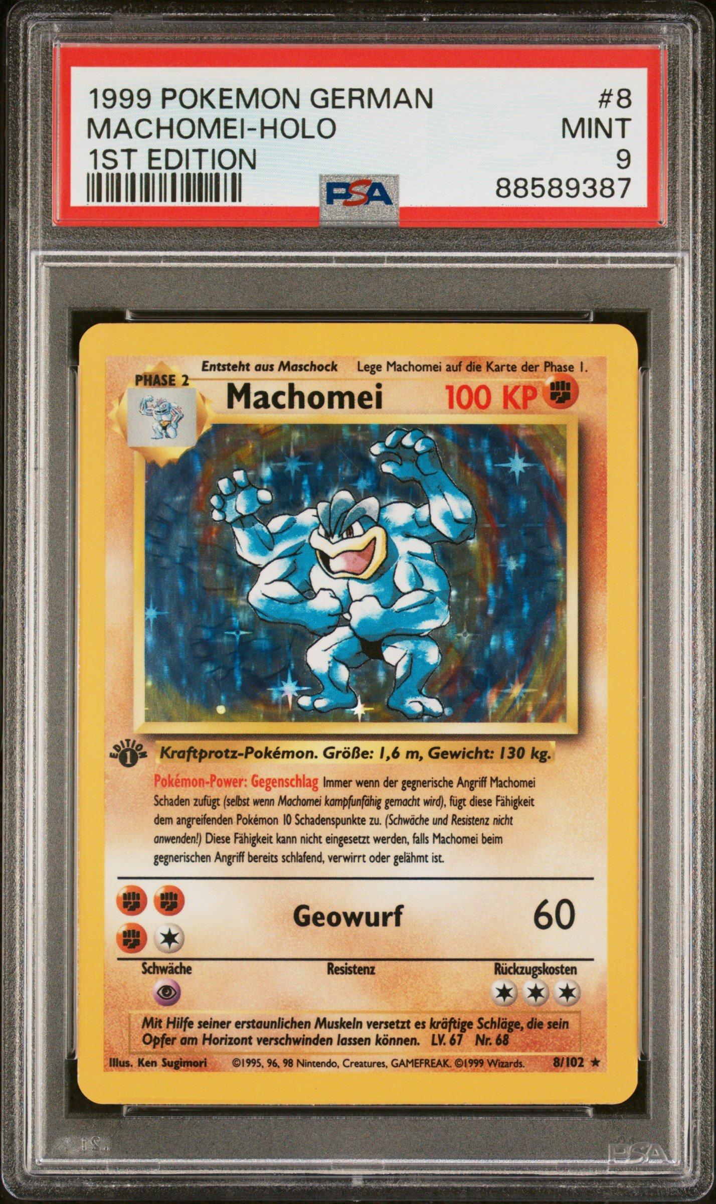 1999 Pokemon German 8 Machomei-holo 1st Edition PSA 9