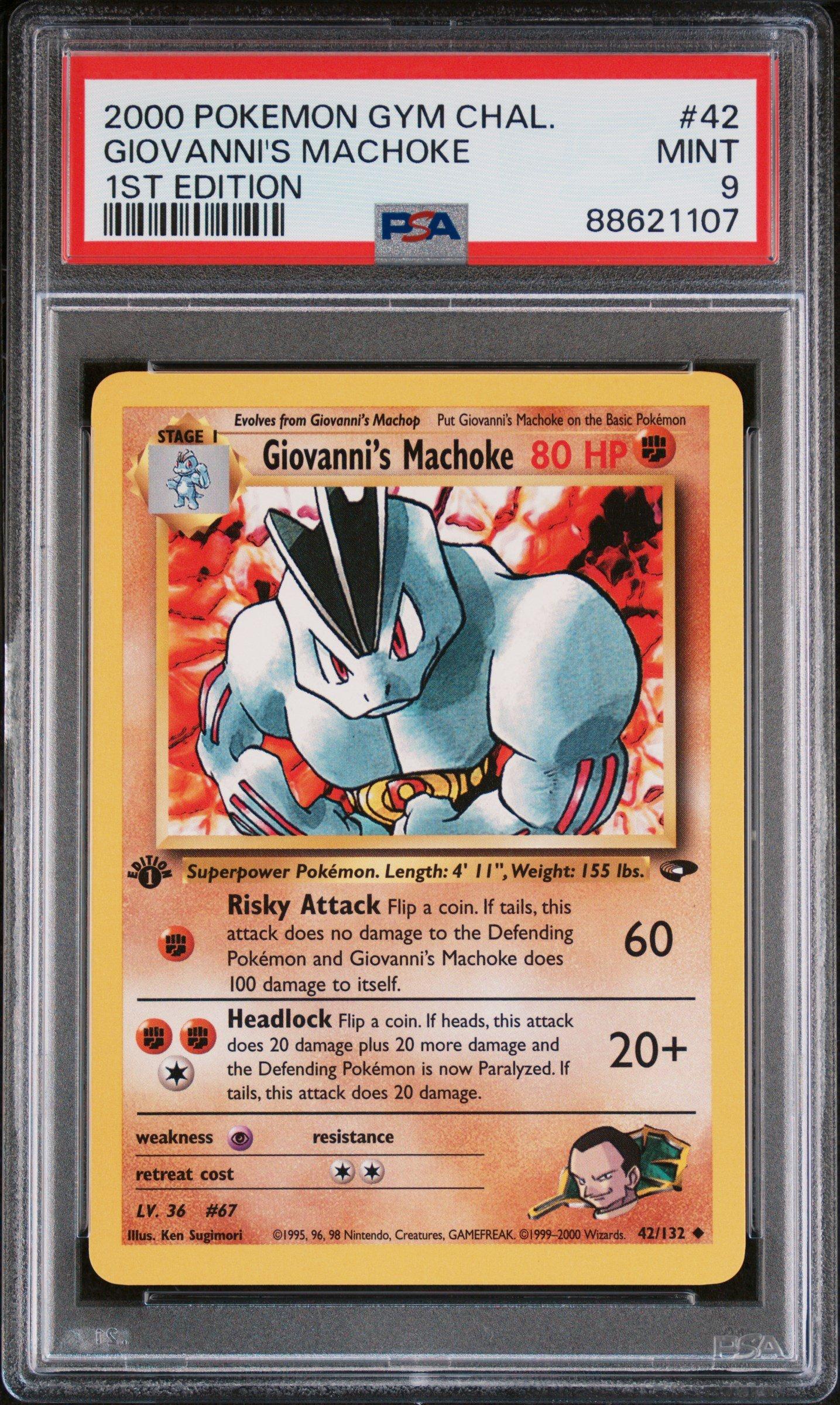 2000 Pokemon Gym Challenge 42 Giovanni's Machoke 1st Edition PSA 9