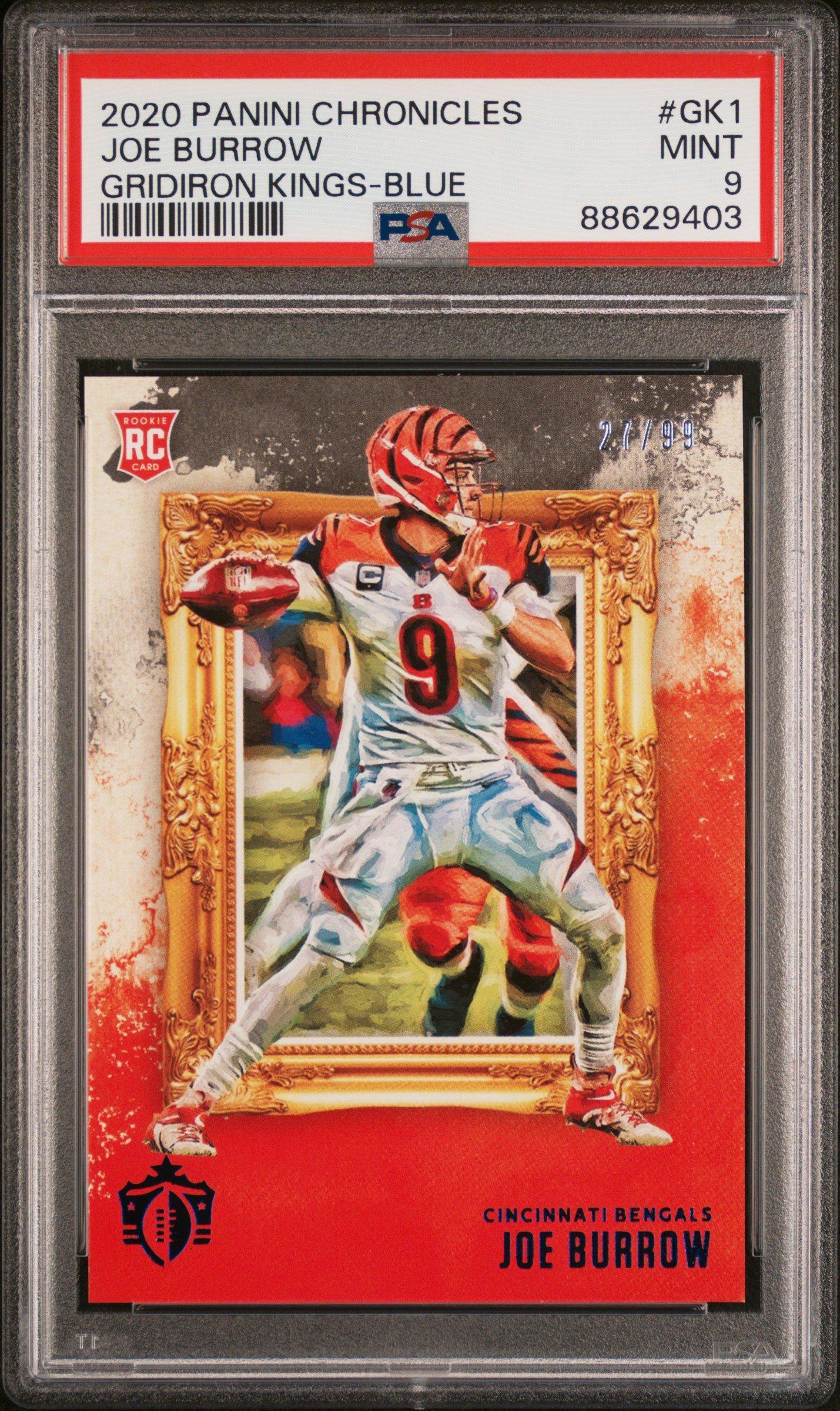 2020 Panini Chronicles Gridiron Kings Gk1 Joe Burrow Blue PSA 9