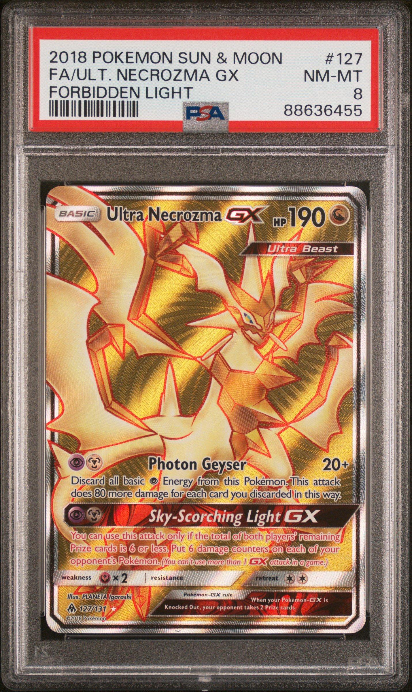 2018 Pokemon Sun & Moon Forbidden Light 127 Full Art/ultra Necrozma Gx PSA 8