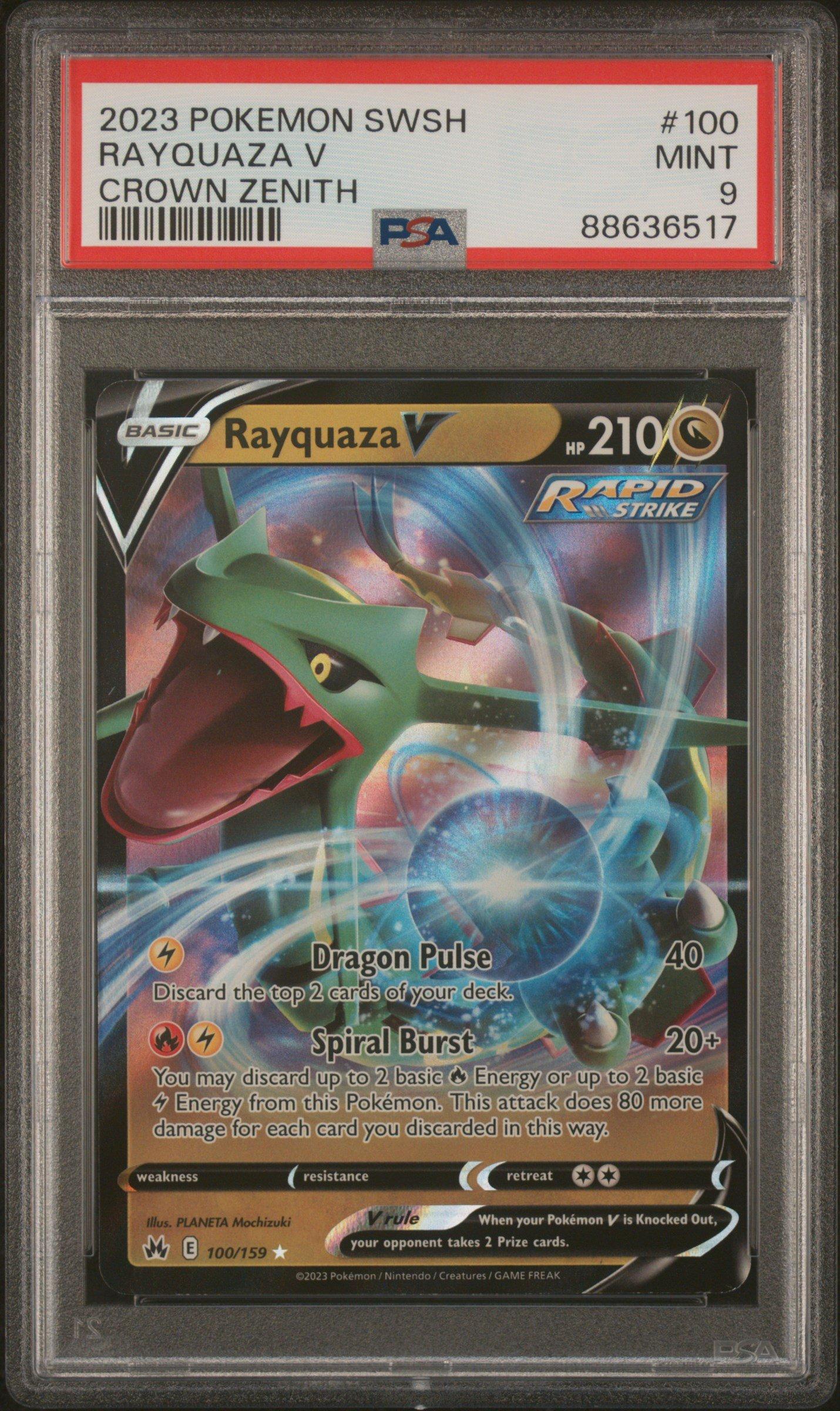 2023 Pokemon Sword And Shield Crown Zenith 100 Rayquaza V PSA 9