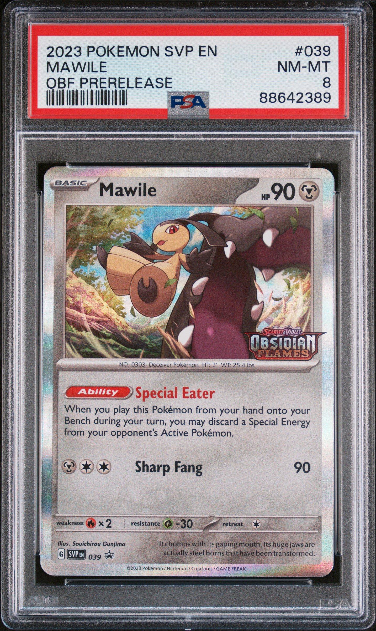 2023 Pokemon Svp En-sv Black Star Promo 039 Mawile Obsidian Flames  Prerelease PSA 8 Graded Card | GameStop