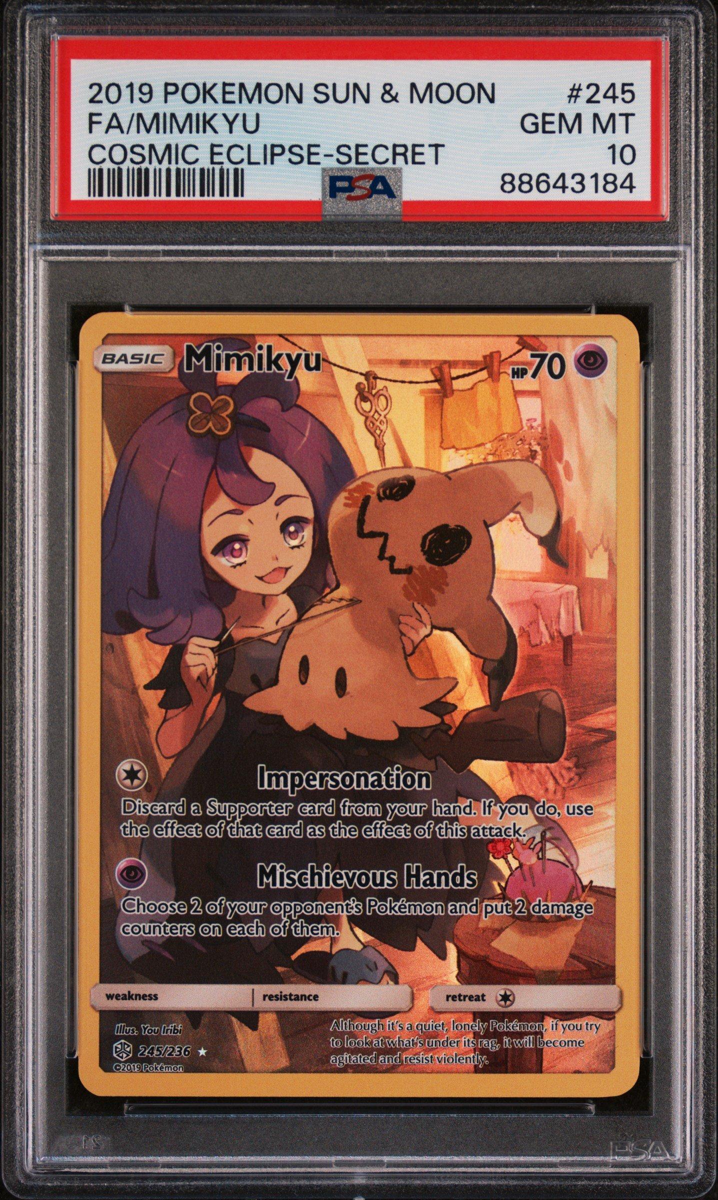2019 Pokemon Sun & Moon Cosmic Eclipse 245 Full Art/mimikyu Secret
