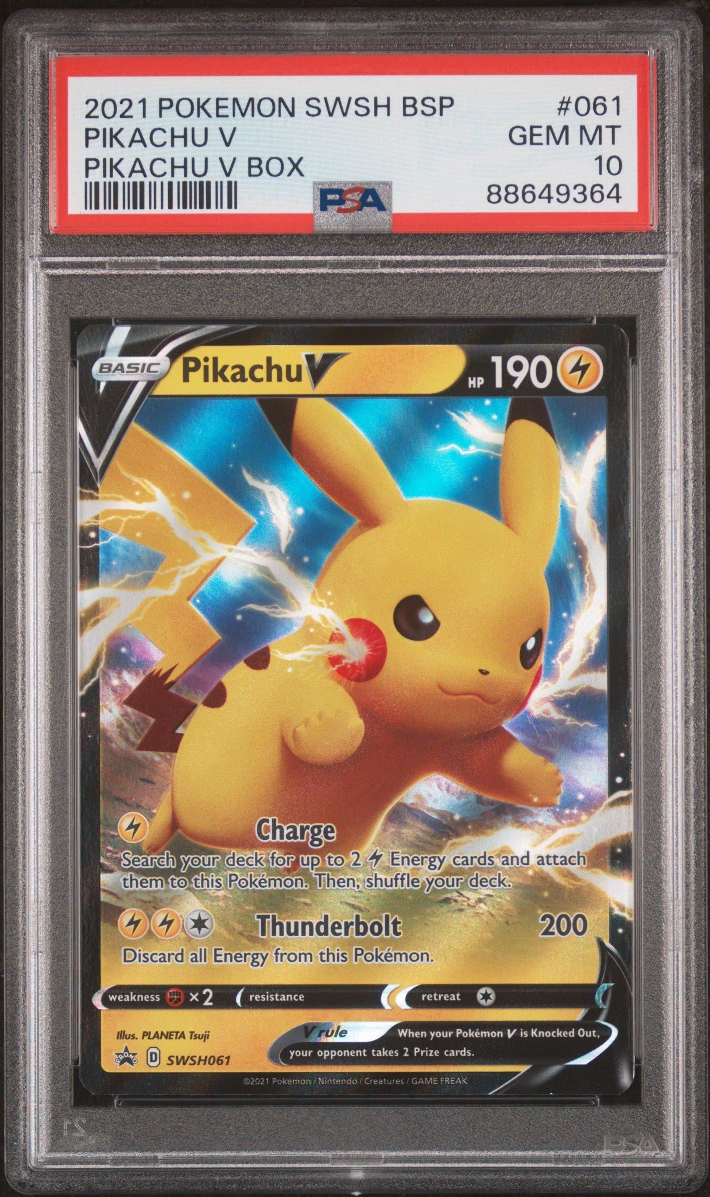 2021 Pokemon Swsh Black Star Promo 061 Pikachu V Pikachu V Box PSA