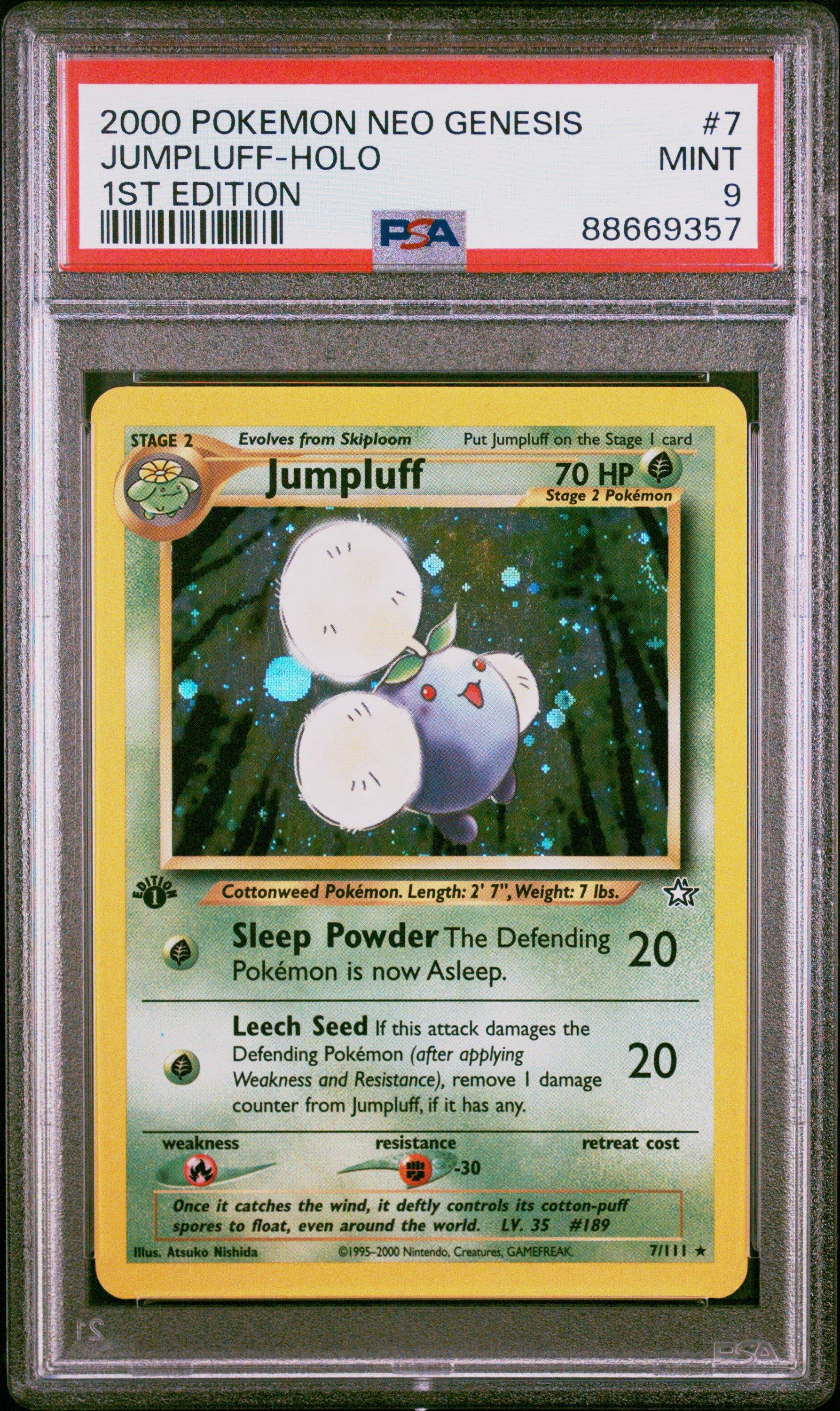 2000 Pokemon Neo Genesis 1st Edition 7 Jumpluff PSA 9