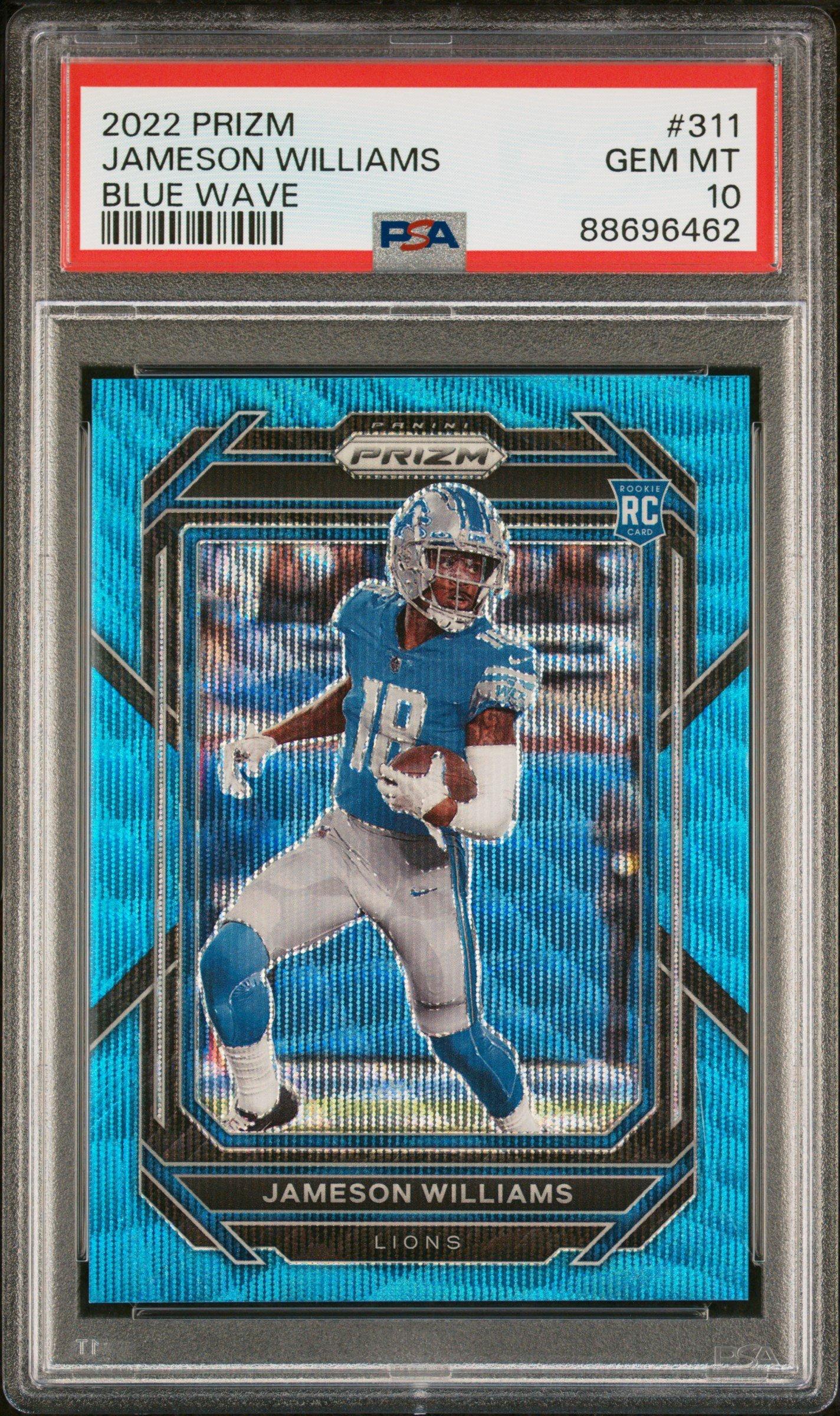 2022 Panini Prizm 311 Jameson Williams Blue Wave PSA 10 Graded