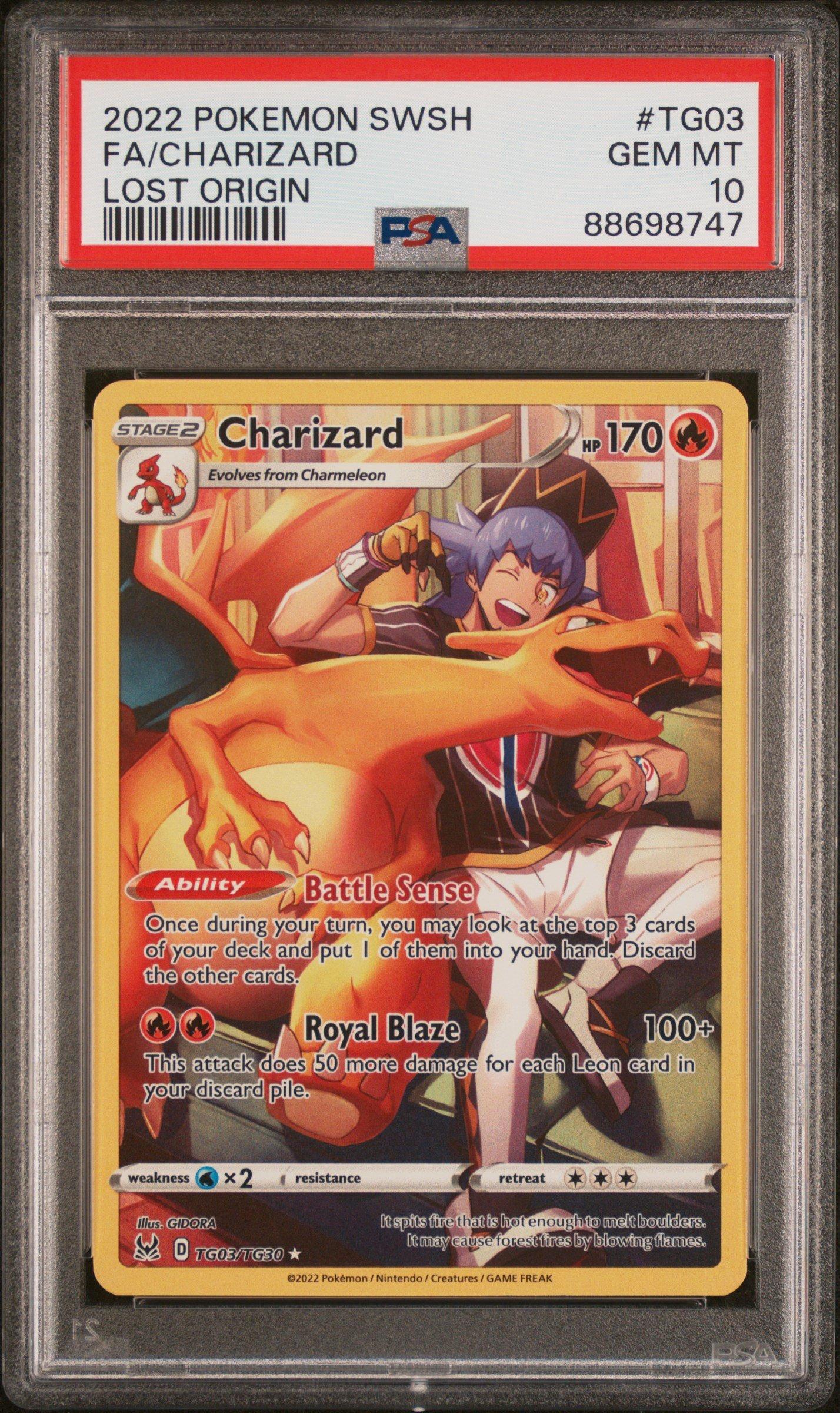 2022 Pokemon Sword & Shield Lost Origin Tg03 Fa/charizard PSA 10
