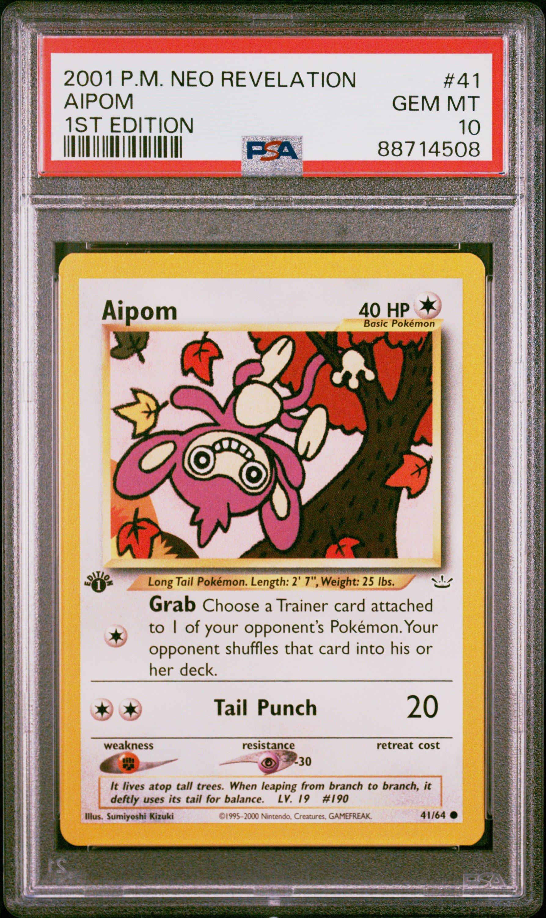 2001 Pokemon Neo Revelation 1st Edition 41 Aipom PSA 10
