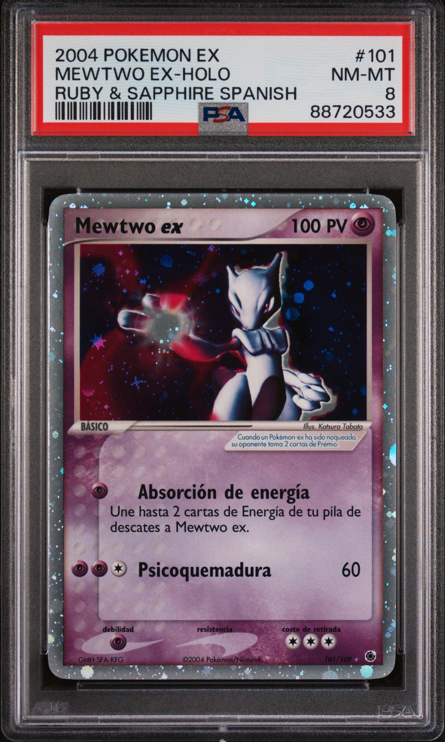 2004 Pokemon Spanish Ex Ruby & Sapphire 101 Mewtwo Ex-holo PSA 8