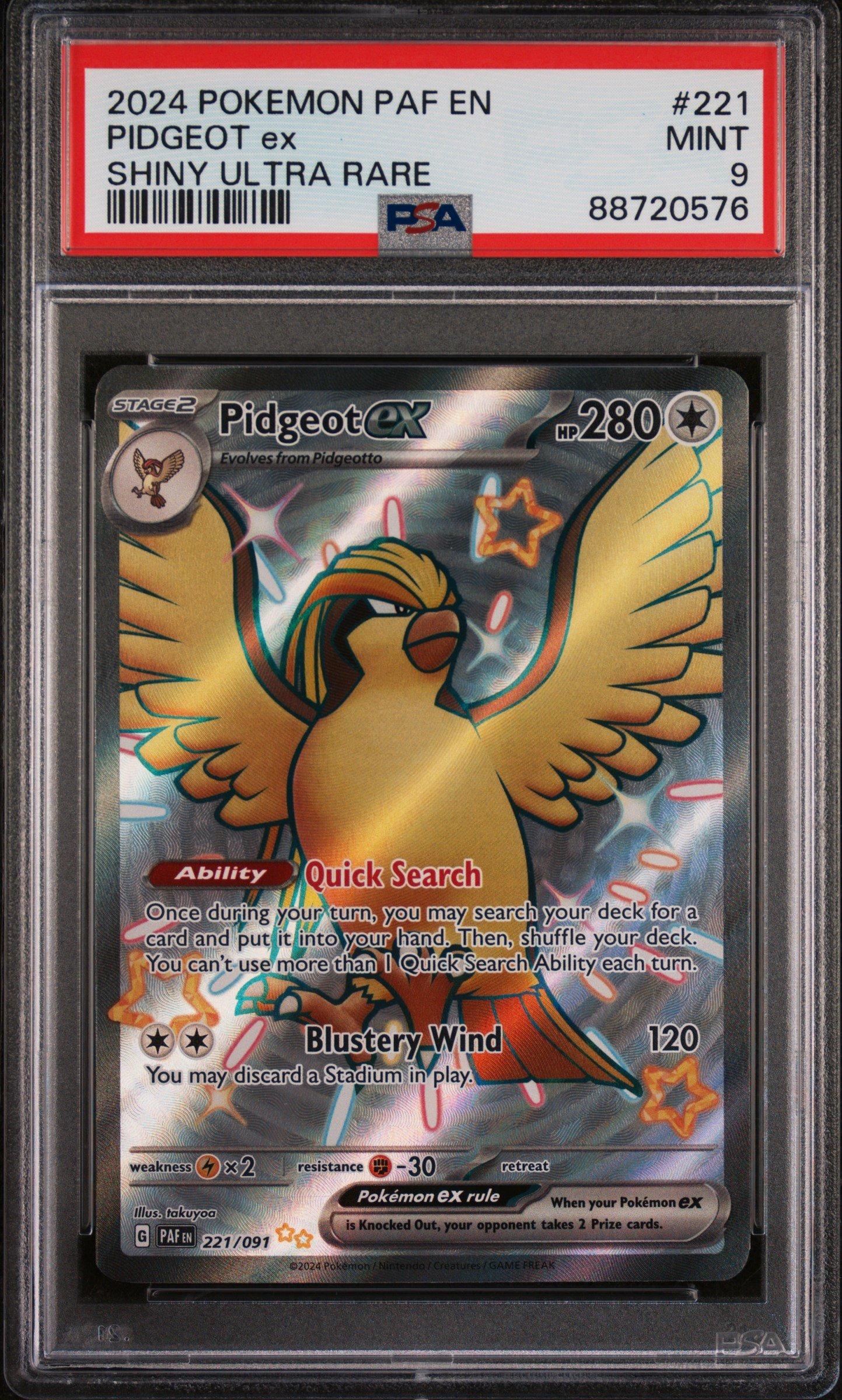 2024 Pokemon Paf En-paldean Fates 221 Pidgeot Ex Shiny Ultra Rare