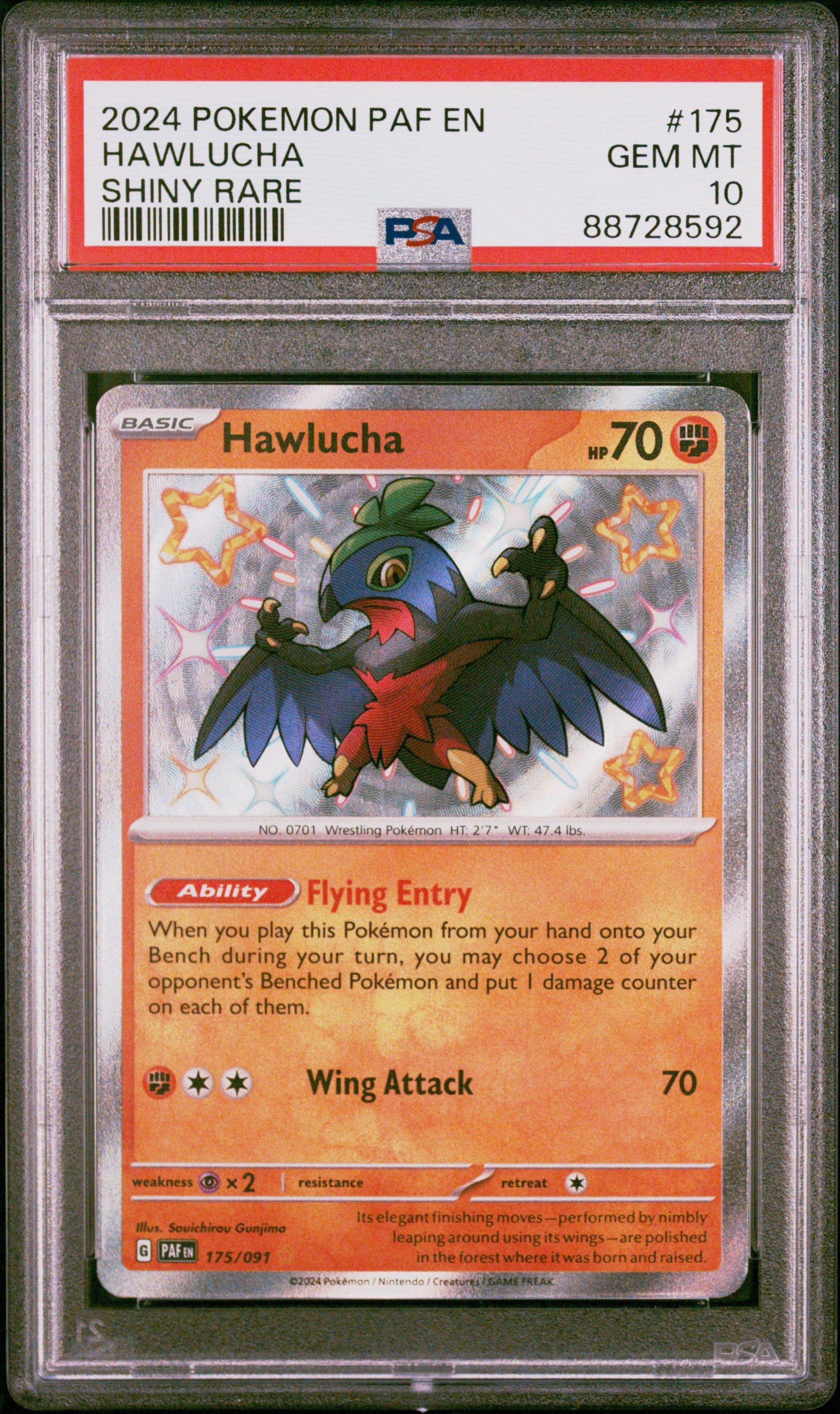 2024 Pokemon Paf En-paldean Fates 175 Hawlucha Shiny Rare PSA 10