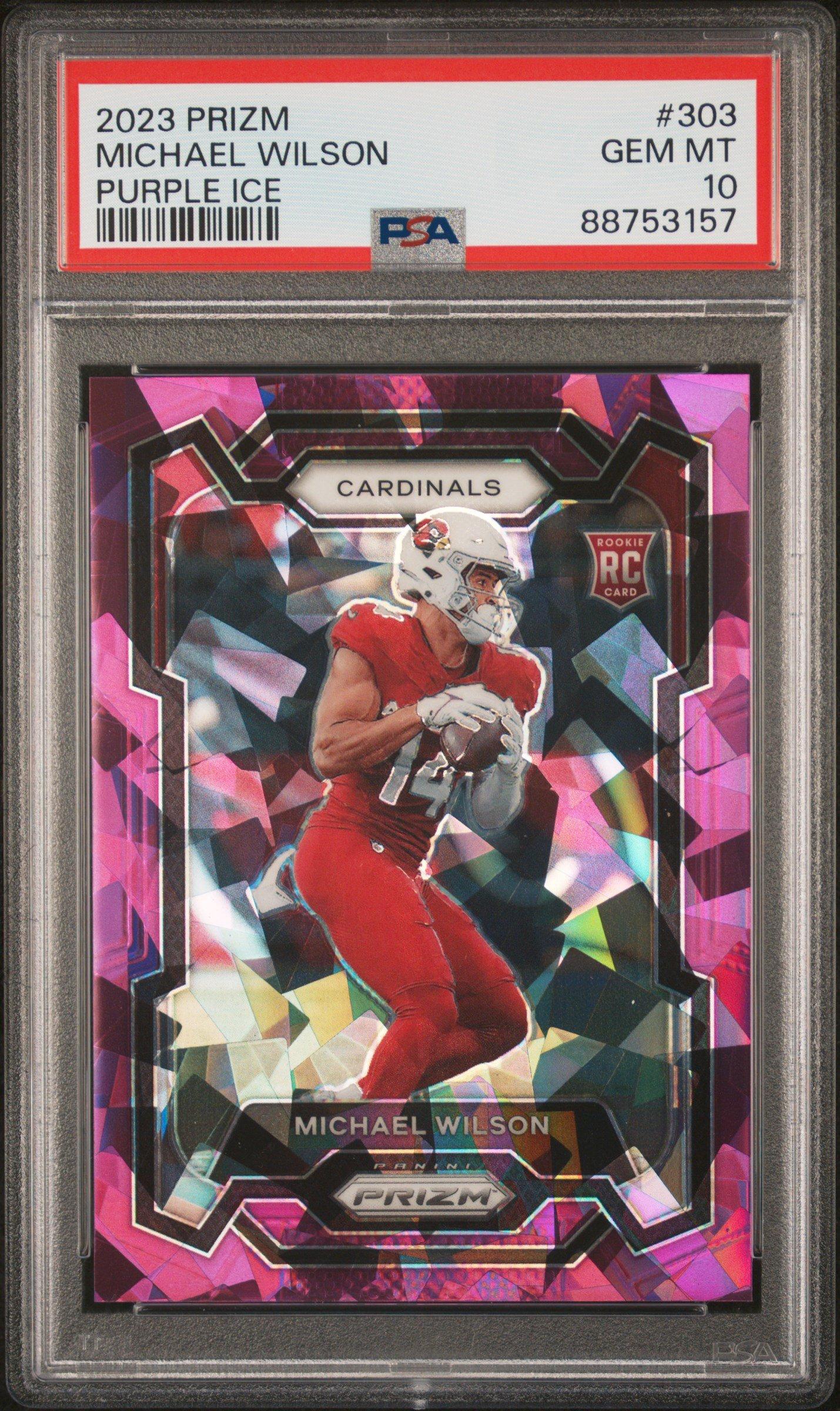 2023 Panini Prizm 303 Michael Wilson Purple Ice PSA 10