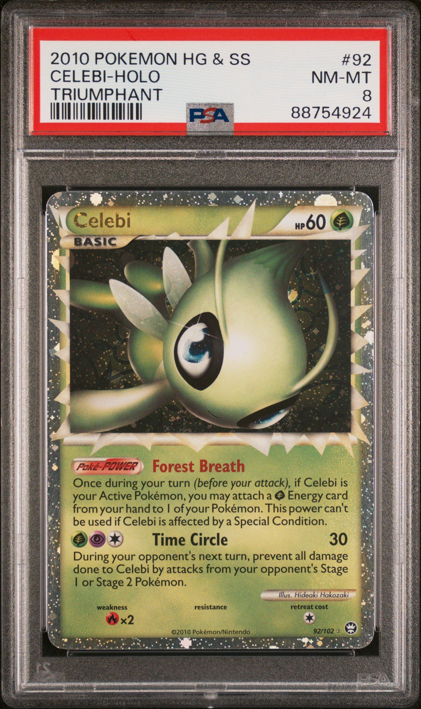2010 Pokemon Heartgold & Soulsilver Triumphant 92 Celebi-holo PSA