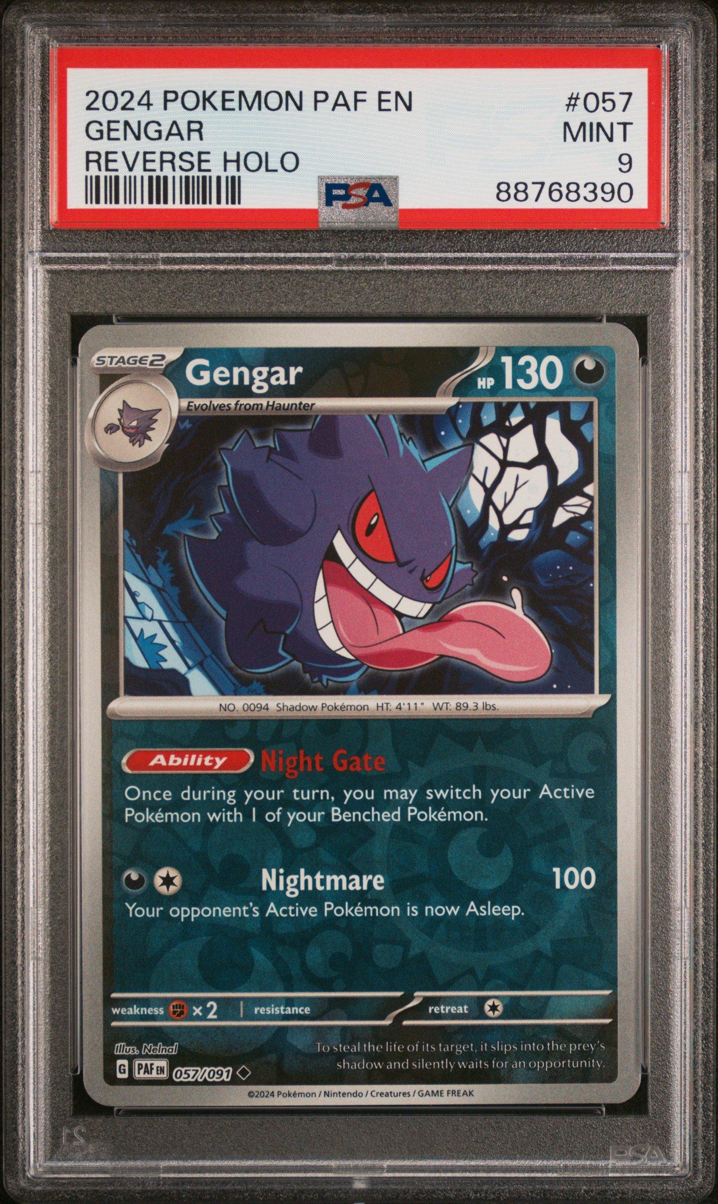 2024 Pokemon Paf En-paldean Fates 057 Gengar PSA 9