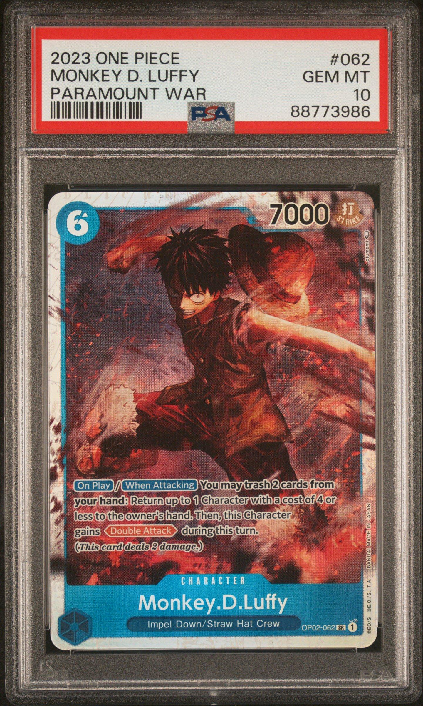 2023 One Piece Op02-paramount War 062 Monkey D. Luffy PSA 10