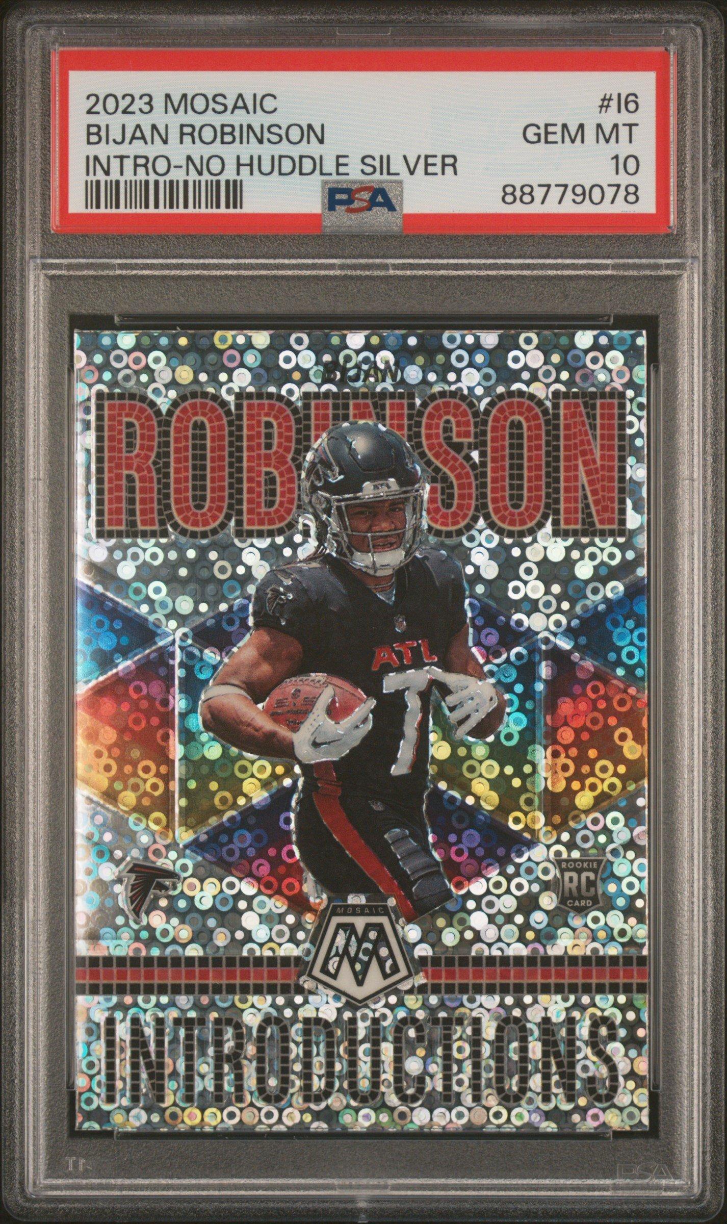 2023 Panini Mosaic Introductions I6 Bijan Robinson No Huddle Silver PSA 10