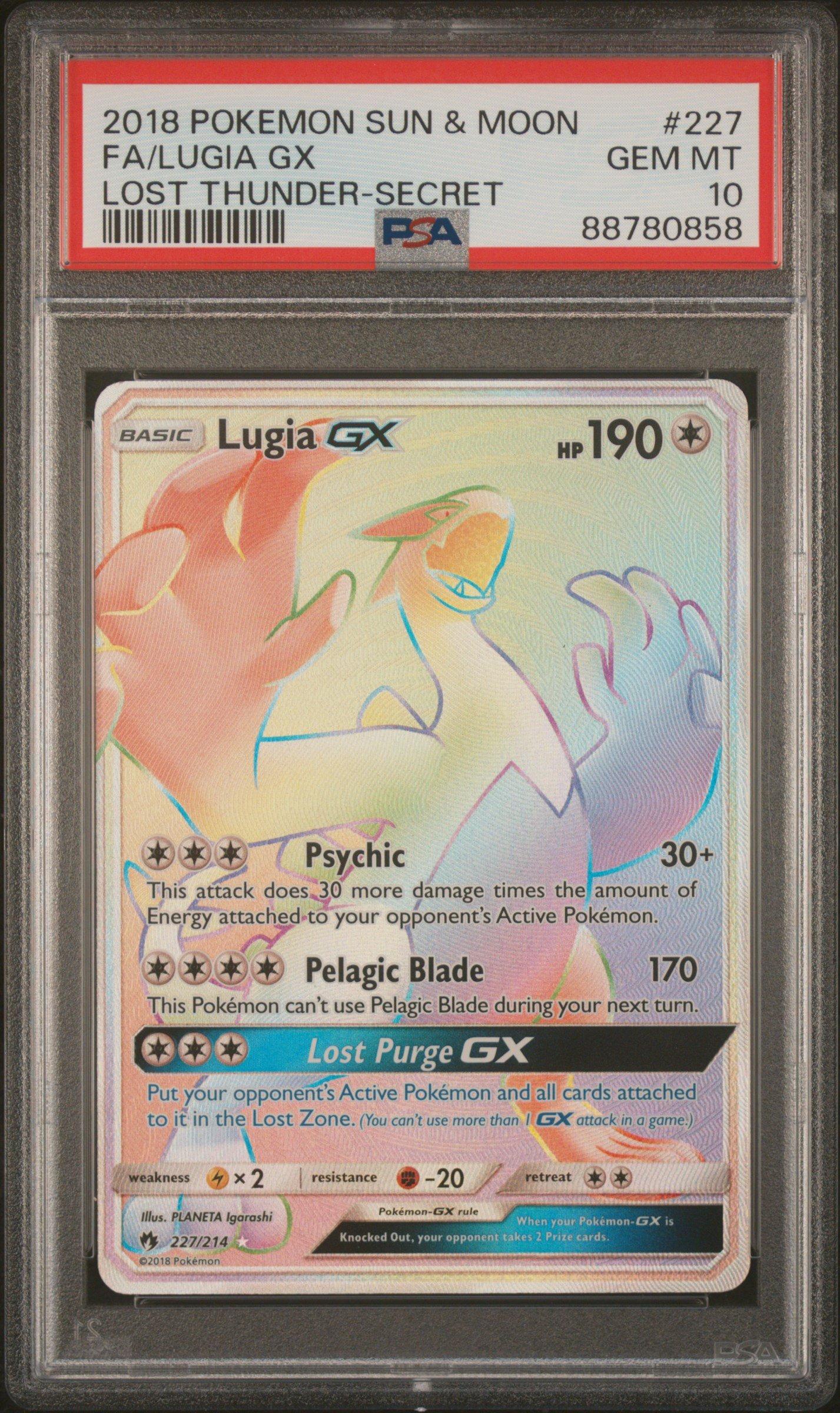 2018 Pokemon Sun & Moon Lost Thunder 227 Full Art/lugia Gx Secret
