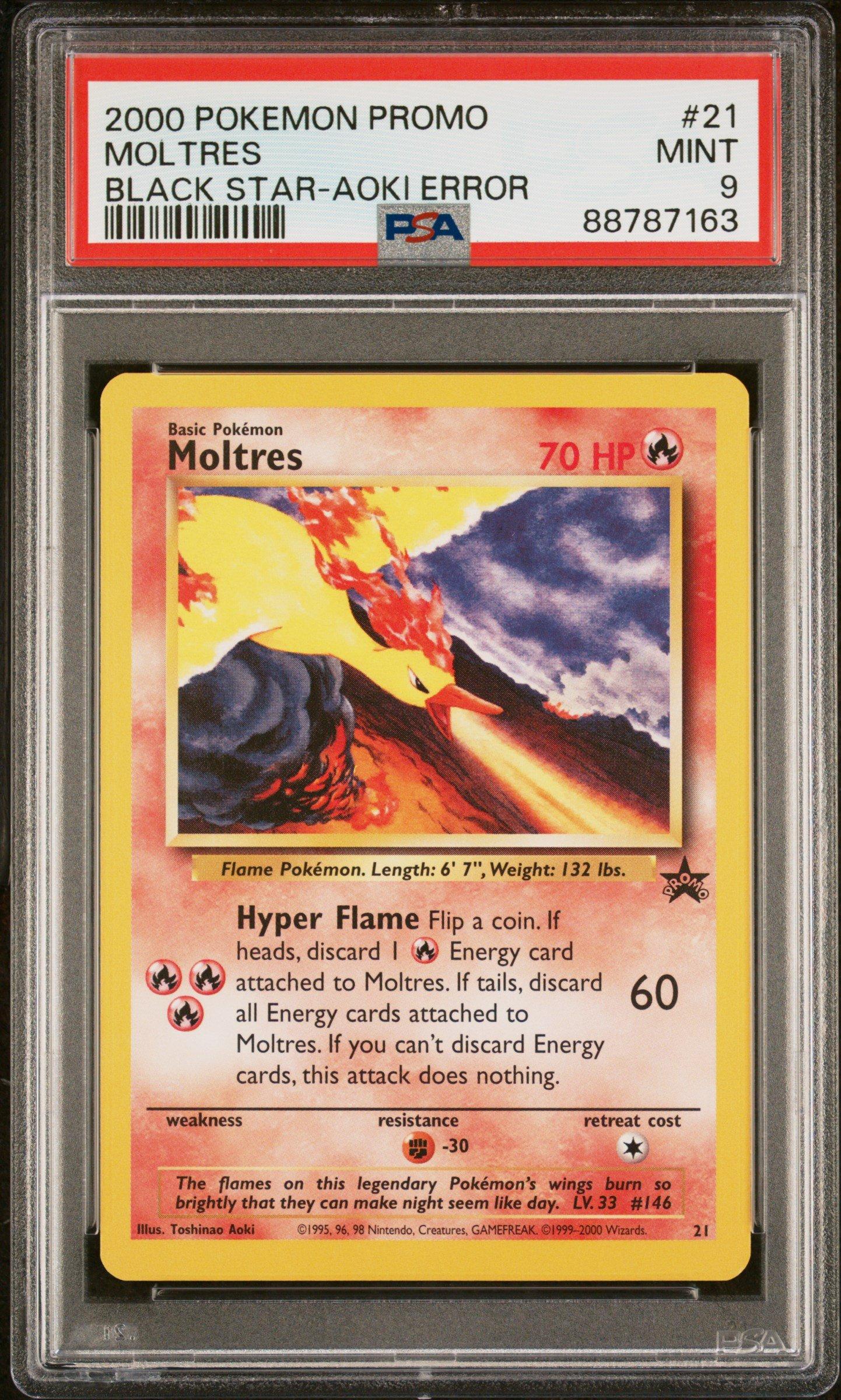 2000 Pokemon Promo Black Star 21 Moltres Toshinao Aoki Error 2000 Pokemon Promo Black Star 21 Moltres Toshinao Aoki Error