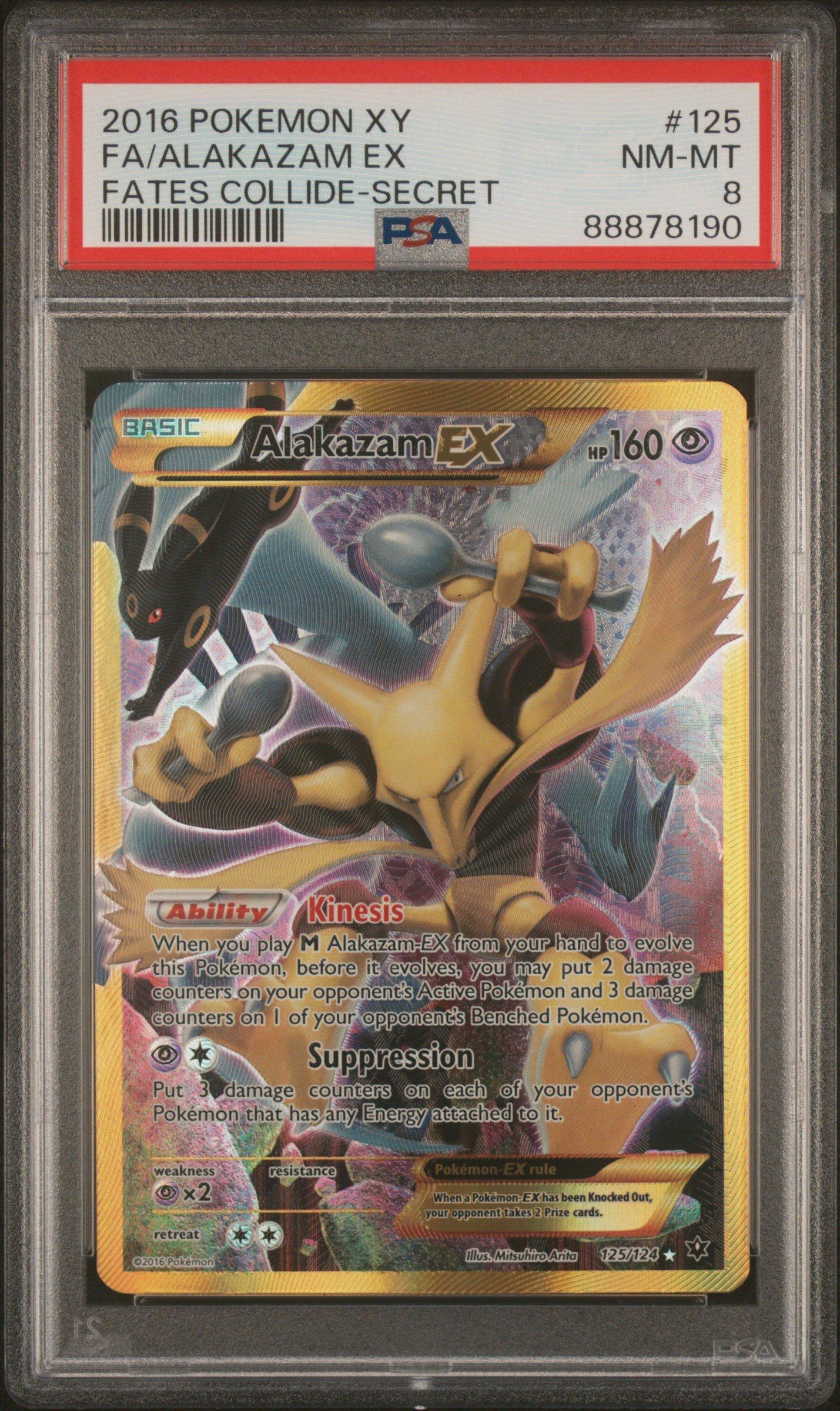2016 Pokemon Xy Fates Collide 125 Full Art/alakazam Ex Secret PSA