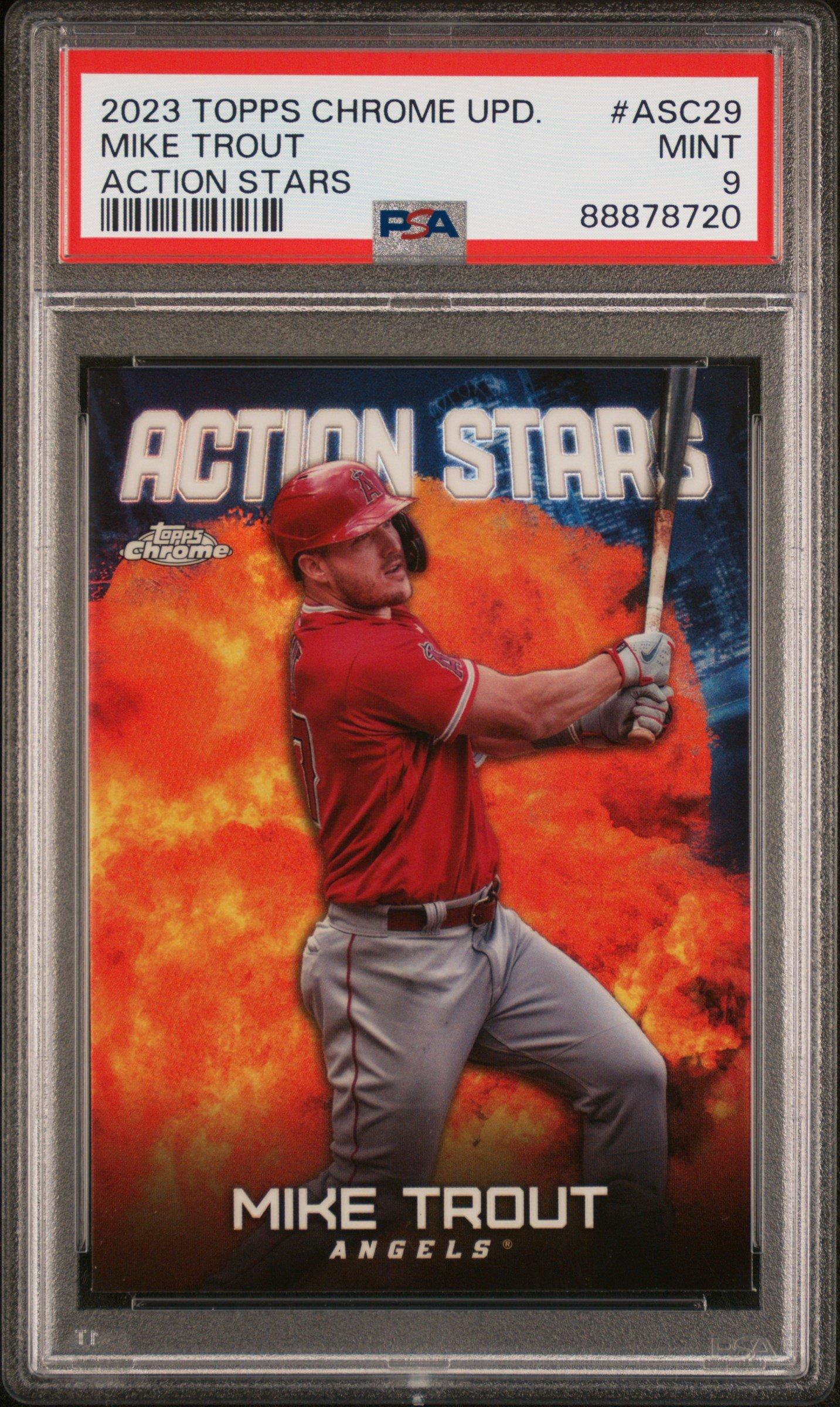2023 Topps Chrome Update Action Stars Asc29 Mike Trout PSA 9