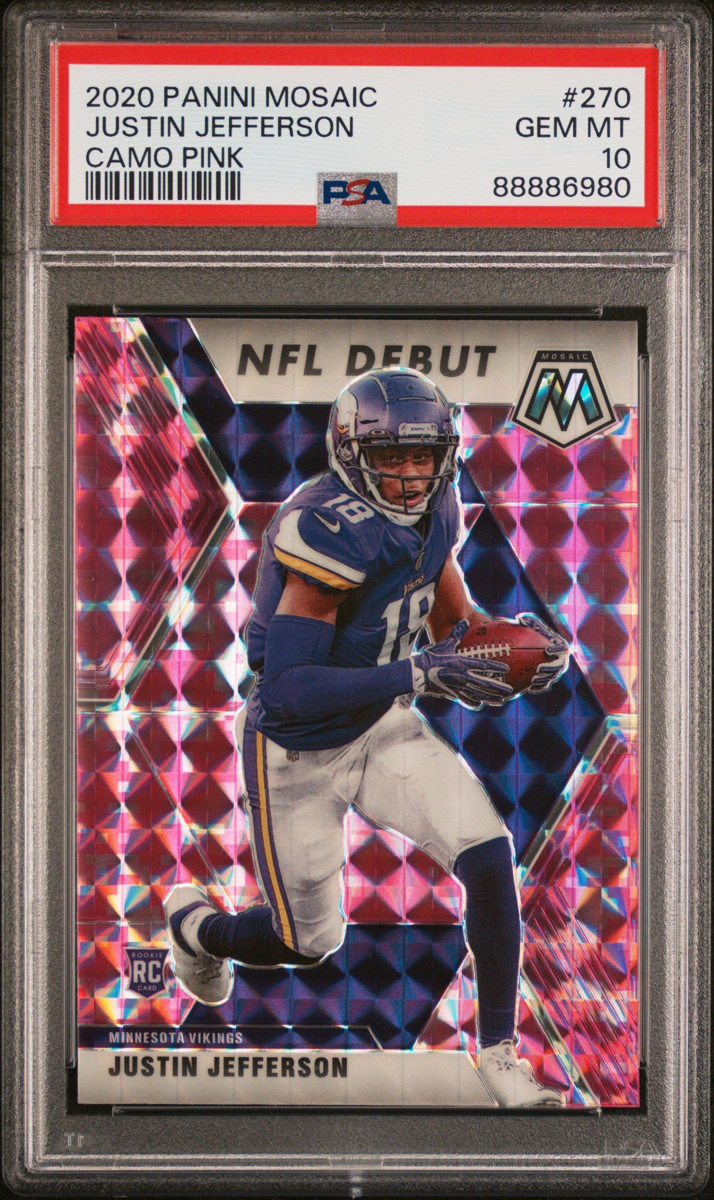 2020 Panini Mosaic 270 Justin Jefferson Camo Pink PSA 10