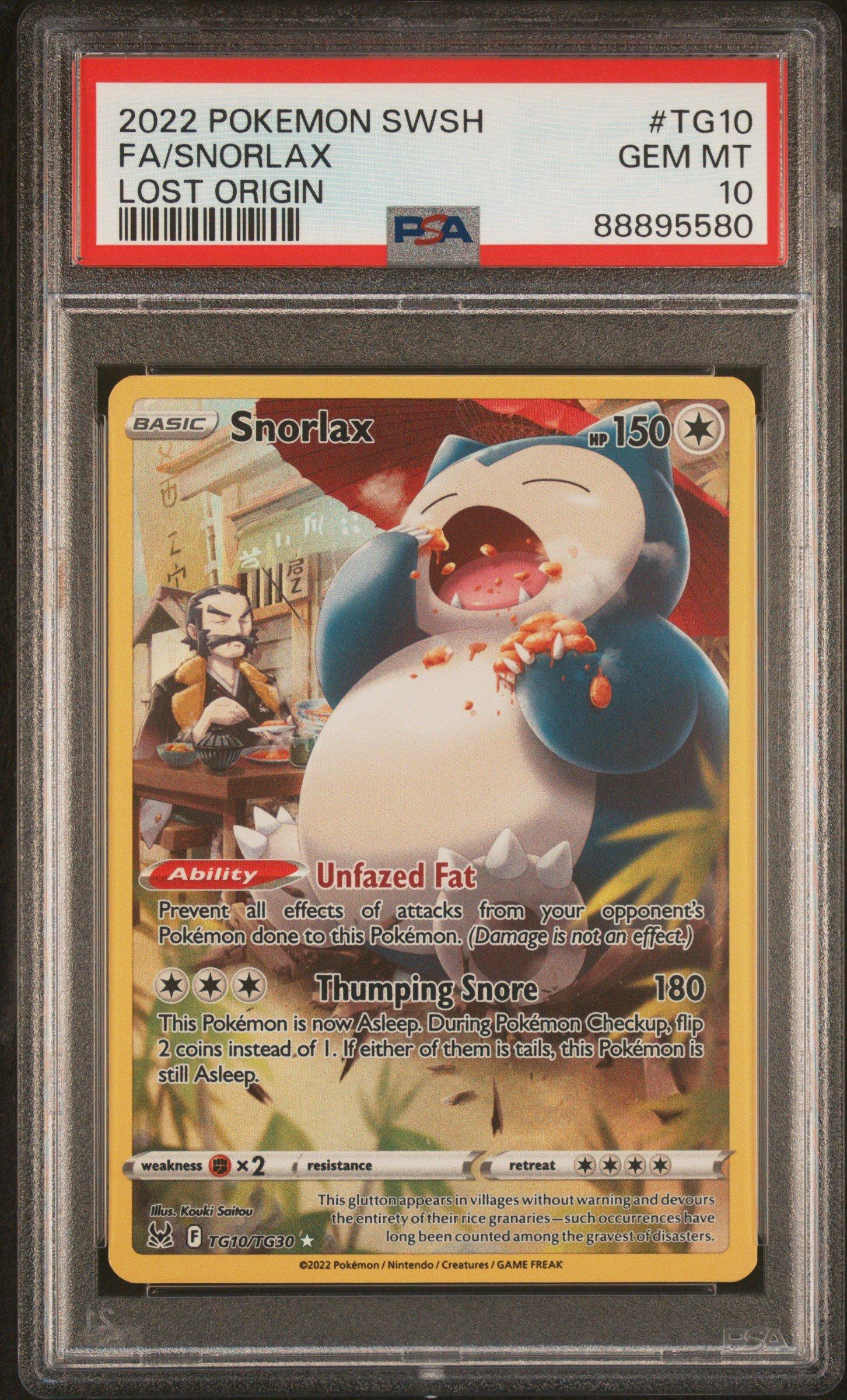 2022 Pokemon Sword & Shield Lost Origin Tg10 Full Art/snorlax PSA