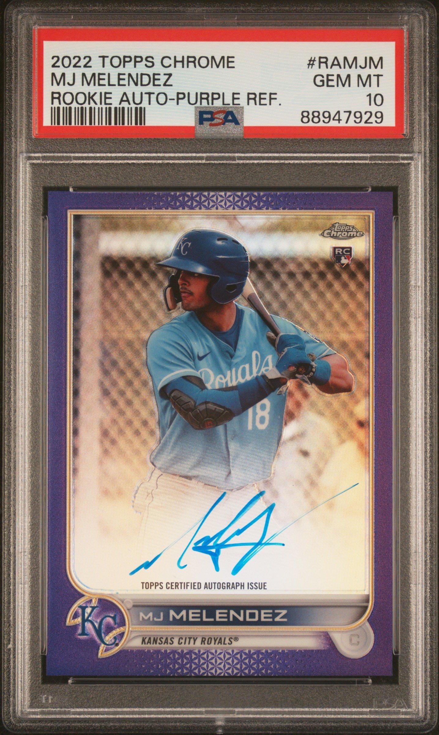 2022 Topps Chrome Rookie Autographs Ramjm Mj Melendez Purple Refractor PSA 10