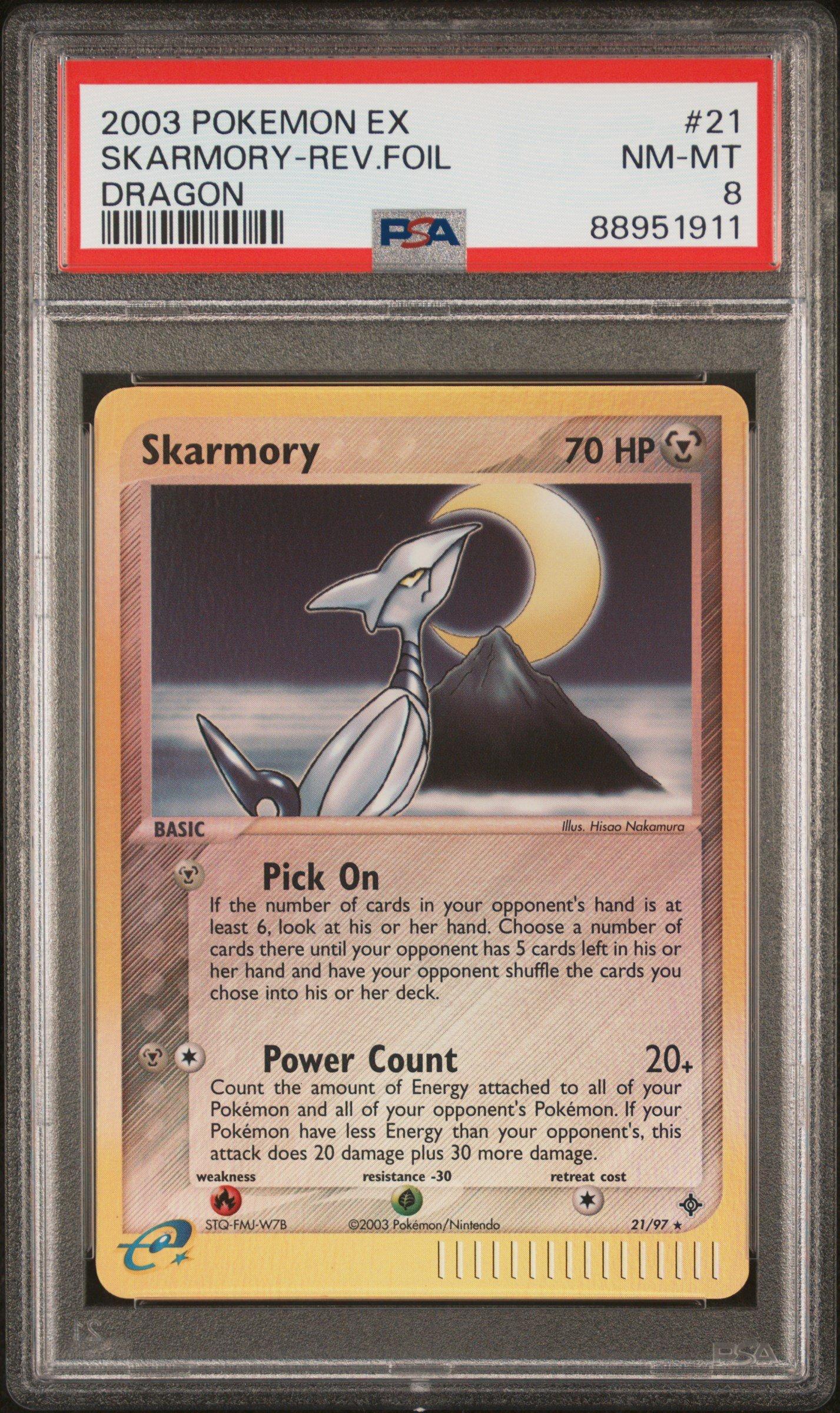 2003 Pokemon Ex Dragon 21 Skarmory-reverse Foil PSA 8