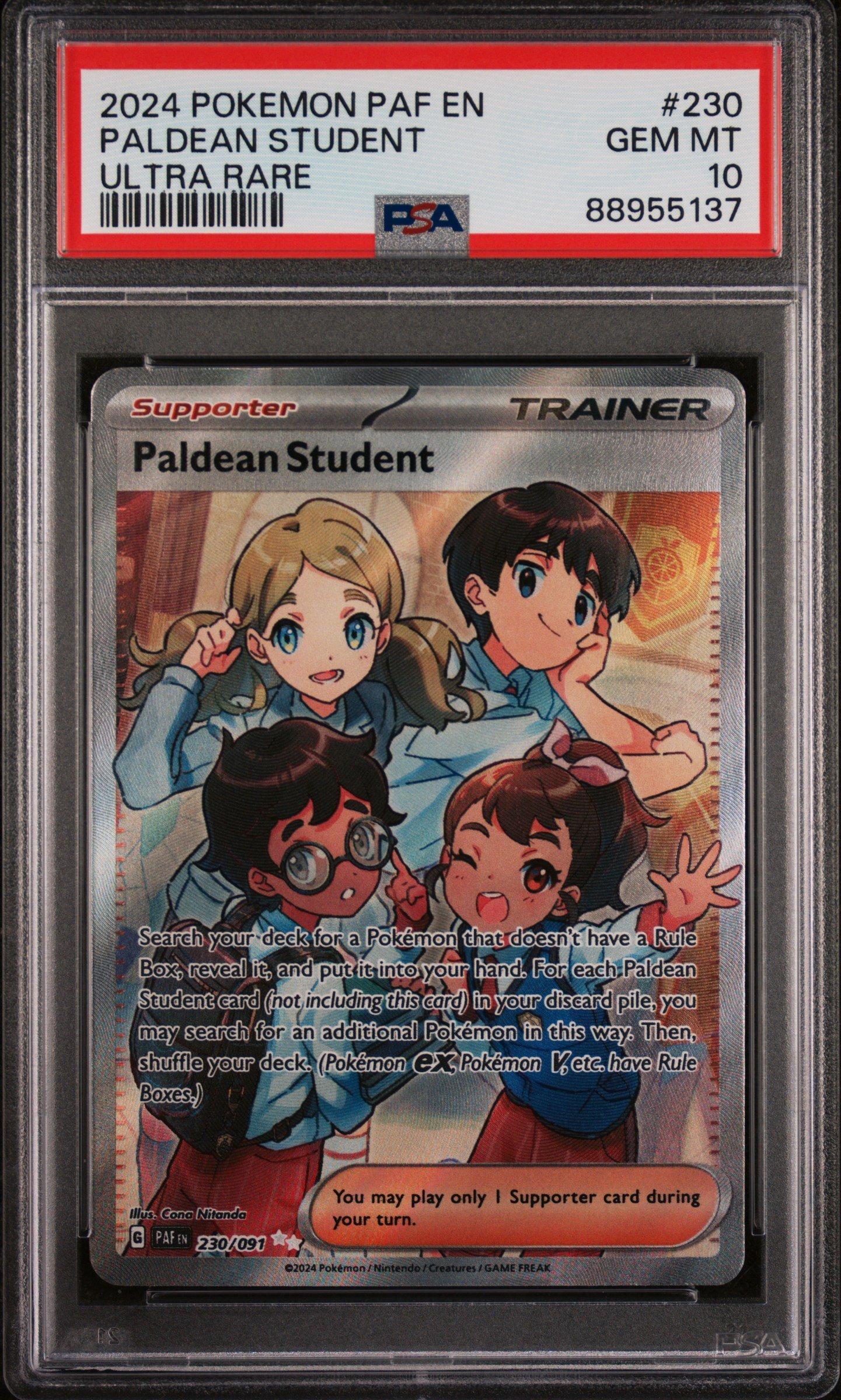 paldean student pokemon card 2024 Paf En-paldean Fates 230 Ultra Rare PSA 10 Graded 230/091 / Ultra Rare Card Type / HP / Stage Pokemon Paldean Fates Secret Rare