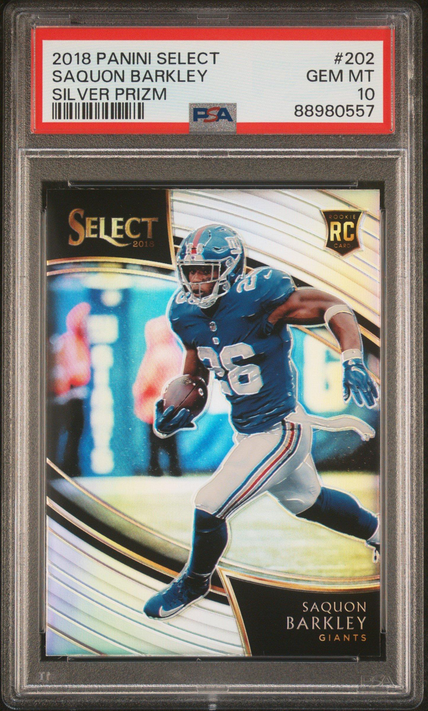 2018 Panini Select 202 Saquon Barkley Silver Prizm PSA 10