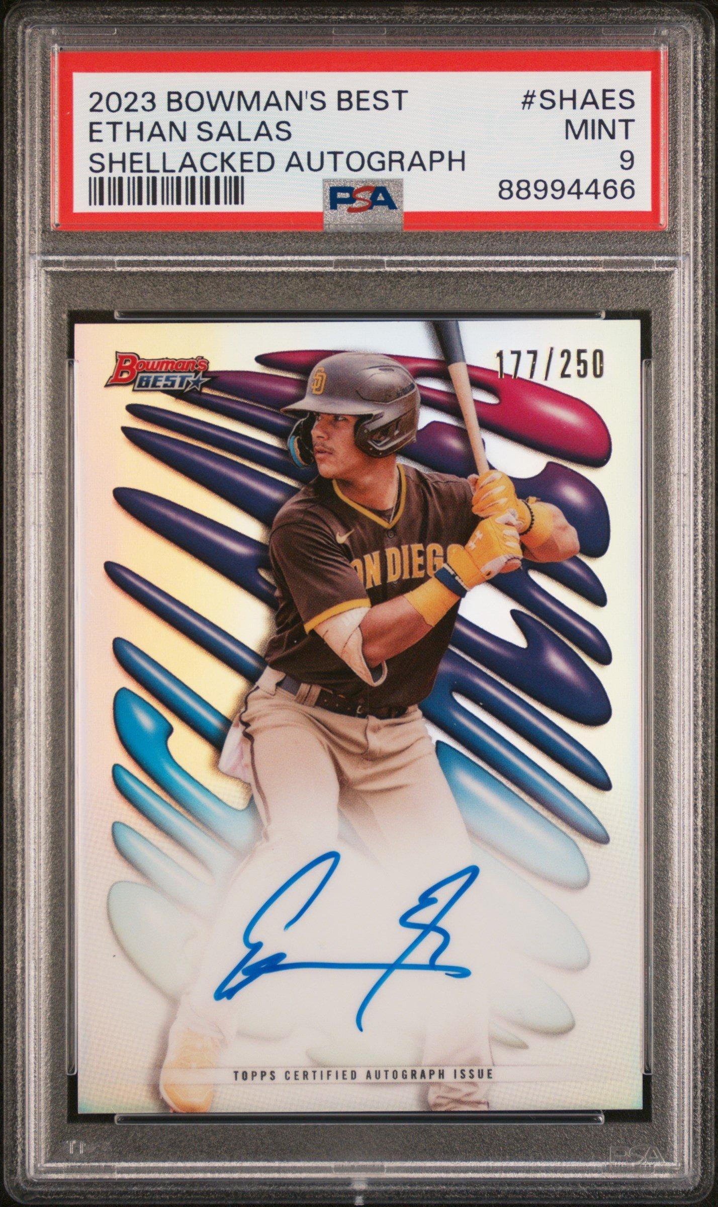 2023 Bowman's Best Shellacked Autographs Shaes Ethan Salas PSA 9