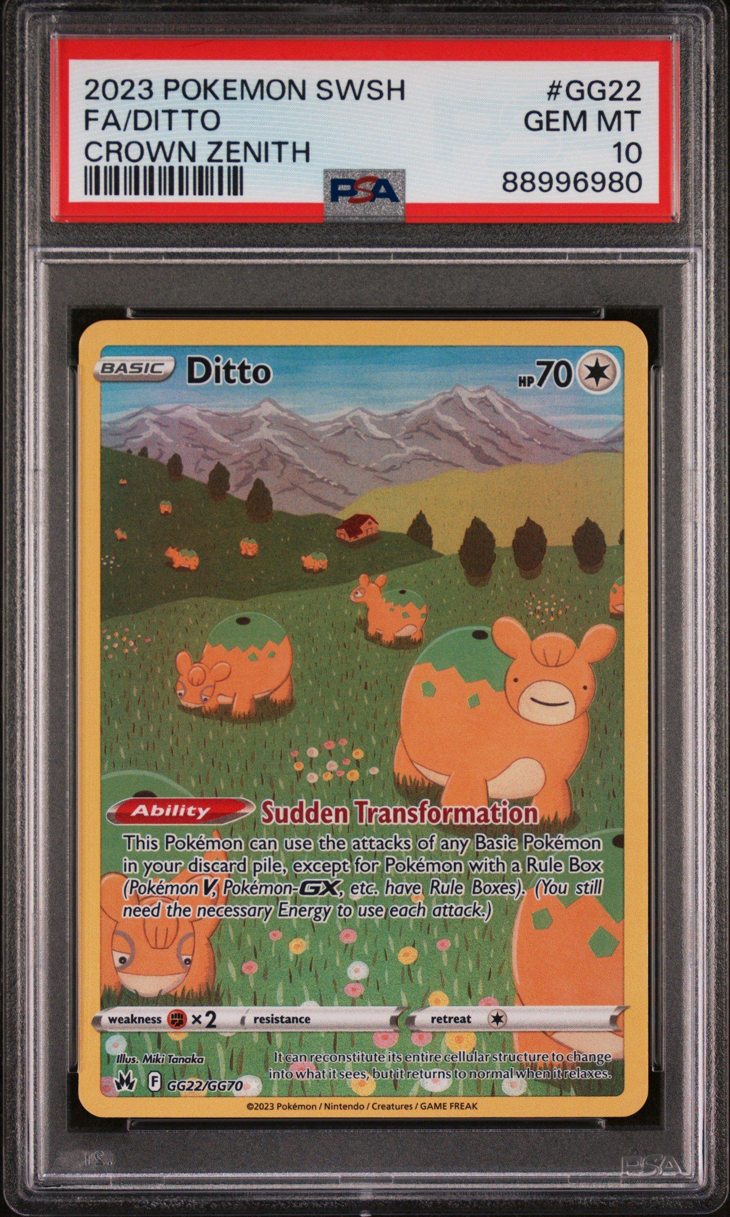 2023 Pokemon Sword And Shield Crown Zenith Gg22 Full Art/ditto PSA