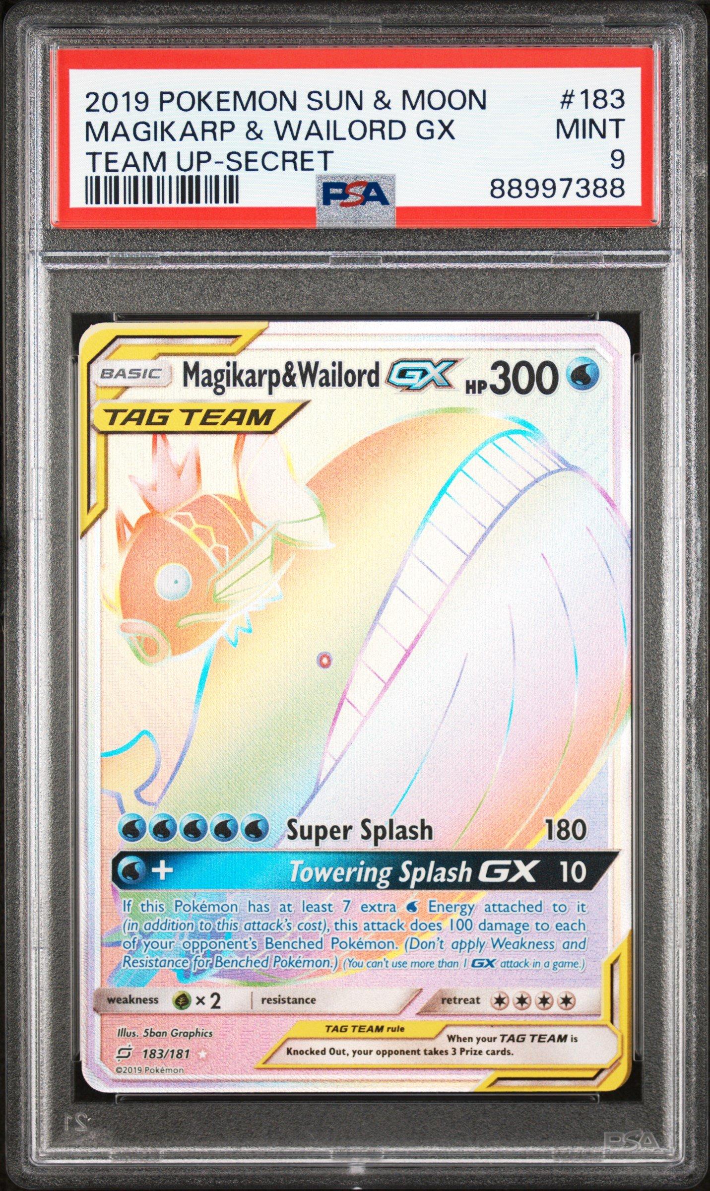 2019 Pokemon Sun & Moon Team Up 183 Magikarp & Wailord Gx PSA 9