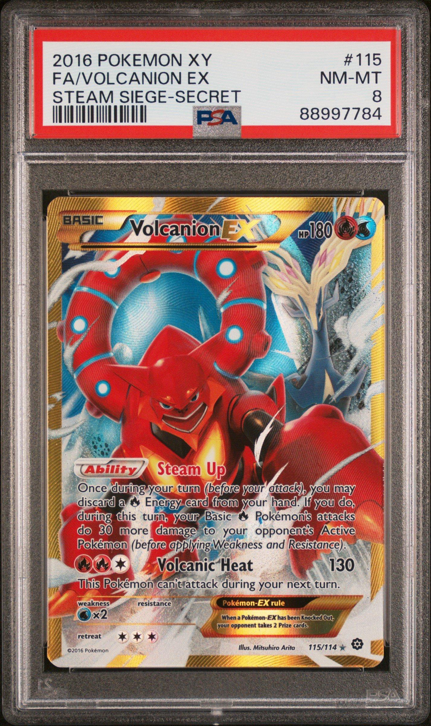 2016 Pokemon Xy Steam Siege 115 Full Art/volcanion Ex Secret PSA 8 ...