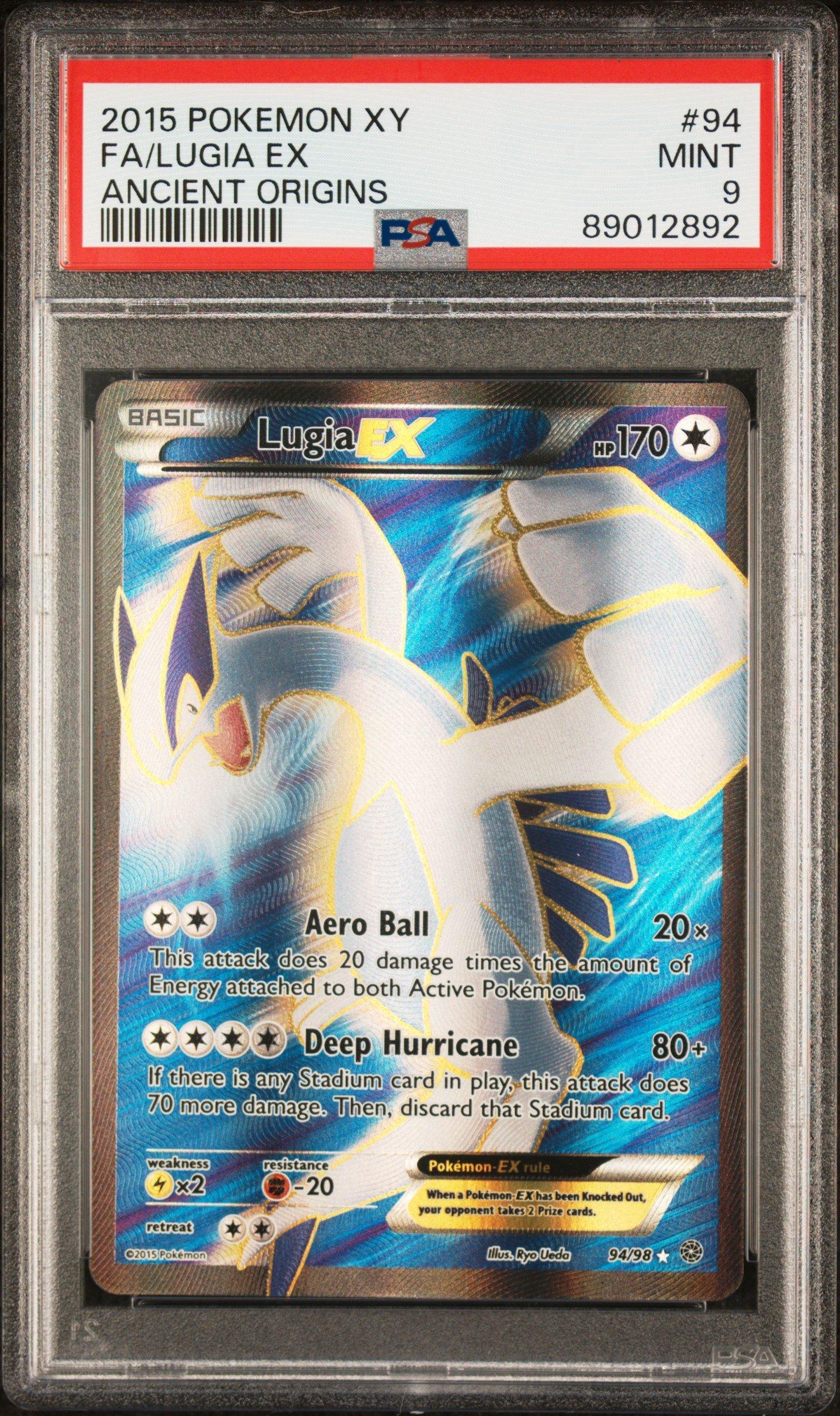 2015 Pokemon Xy Ancient Origins 94 Full Art/lugia Ex PSA 9 Graded
