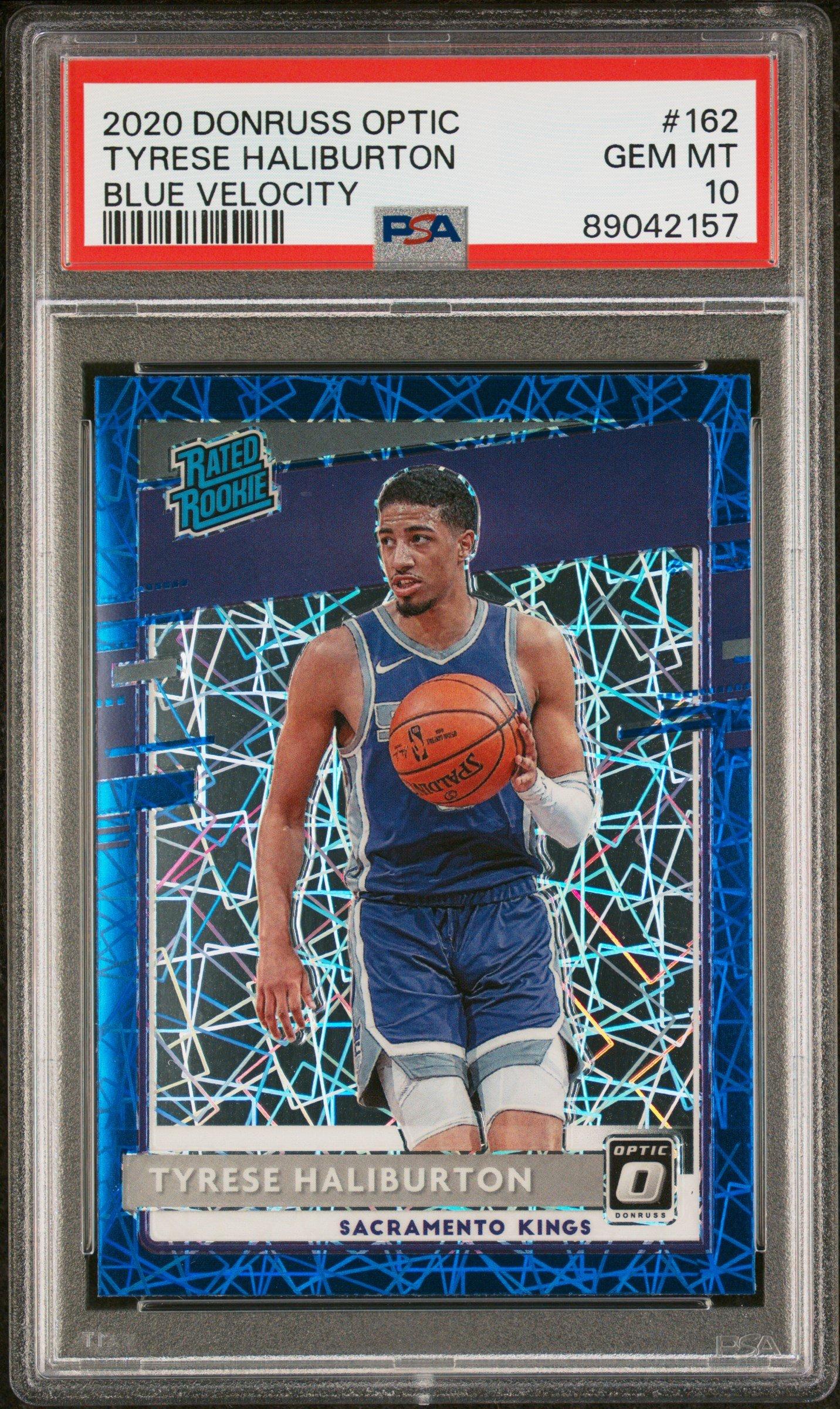 2020 Panini Donruss Optic 162 Tyrese Haliburton Blue Velocity PSA 10