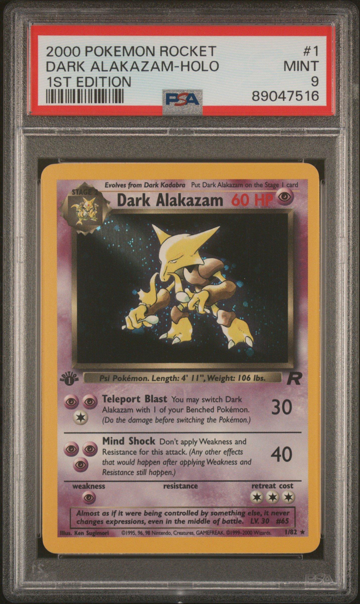 2000 Pokemon Rocket 1 Dark Alakazam-holo 1st Edition PSA 9 Graded