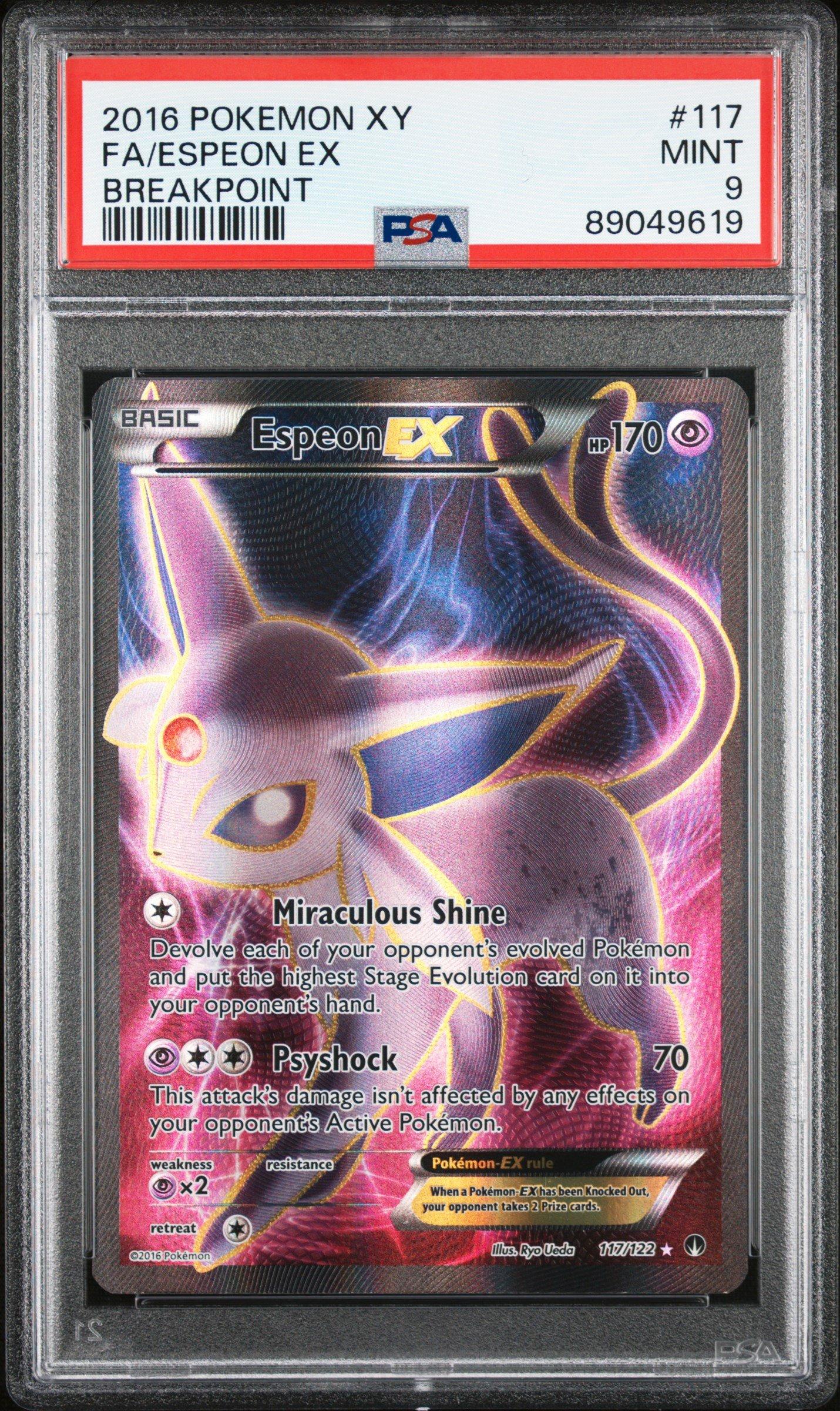 2016 Pokemon Xy Breakpoint 117 Full Art/espeon Ex PSA 9 Graded