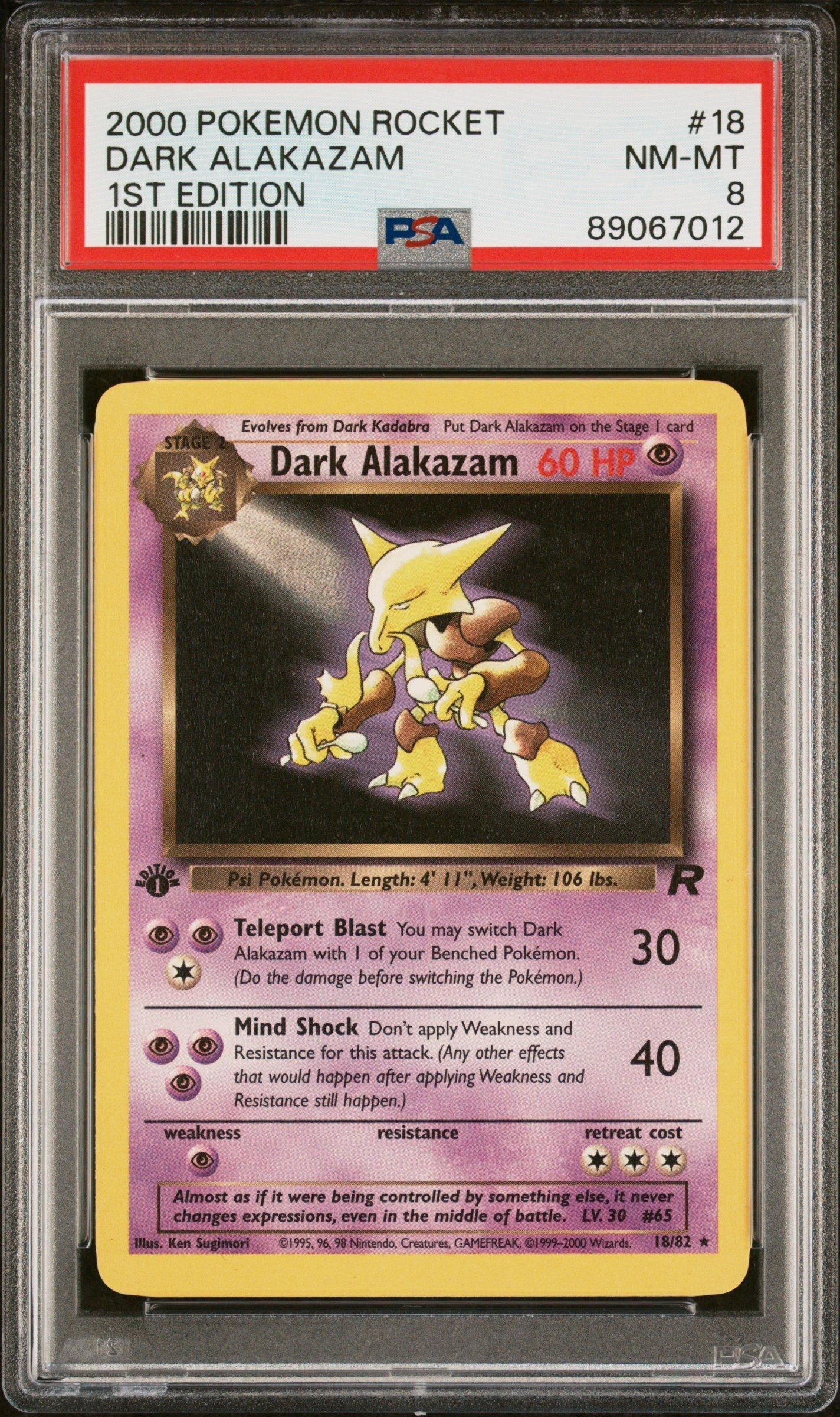2000 Pokemon Rocket 18 Dark Alakazam 1st Edition PSA 8 Graded Card